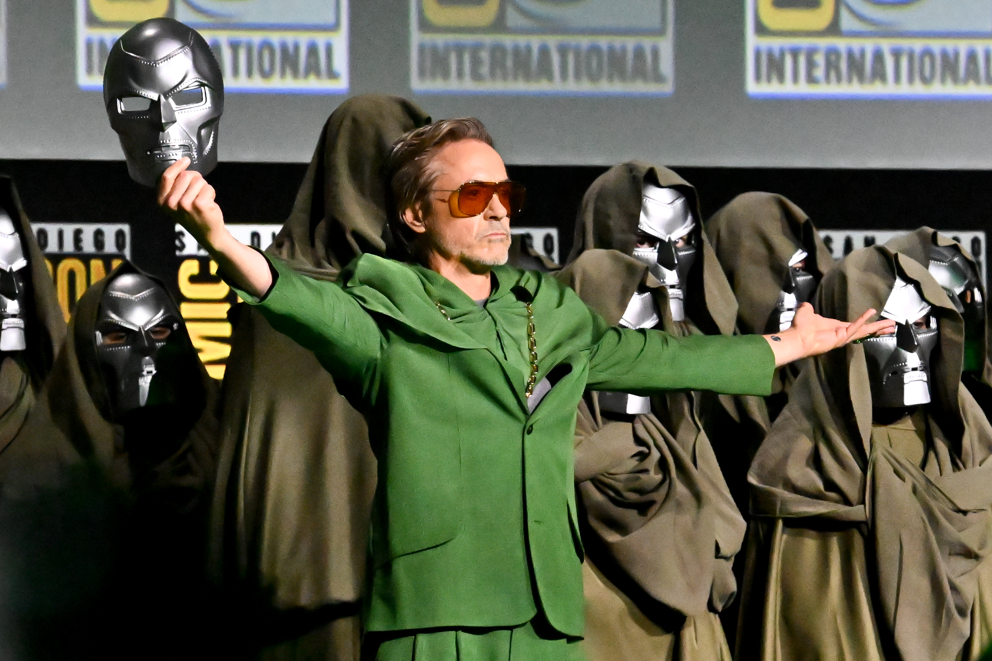 Robert Downey Jr. at the “Marvel Studios” Panel at the 2024 San Diego International Comic-Con on July 27, 2024 in San Diego, California.