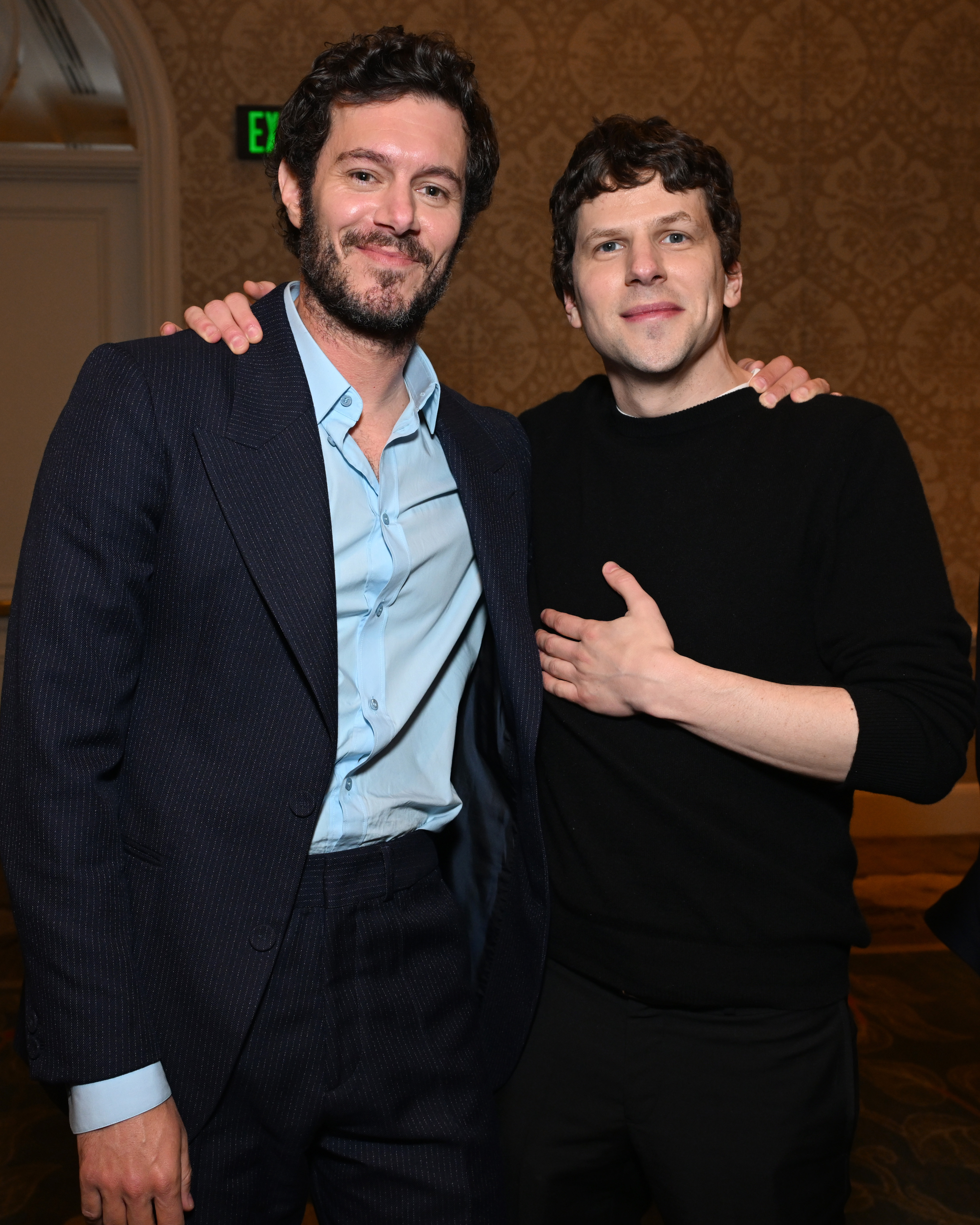 LOS ANGELES, CALIFORNIA - FEBRUARY 06: (L-R) Adam Brody and Jesse Eisenberg attend the AFI Awards at Four Seasons Hotel Los Angeles at Beverly Hills on February 06, 2025 in Los Angeles, California. (Photo by Michael Kovac/Getty Images for AFI)