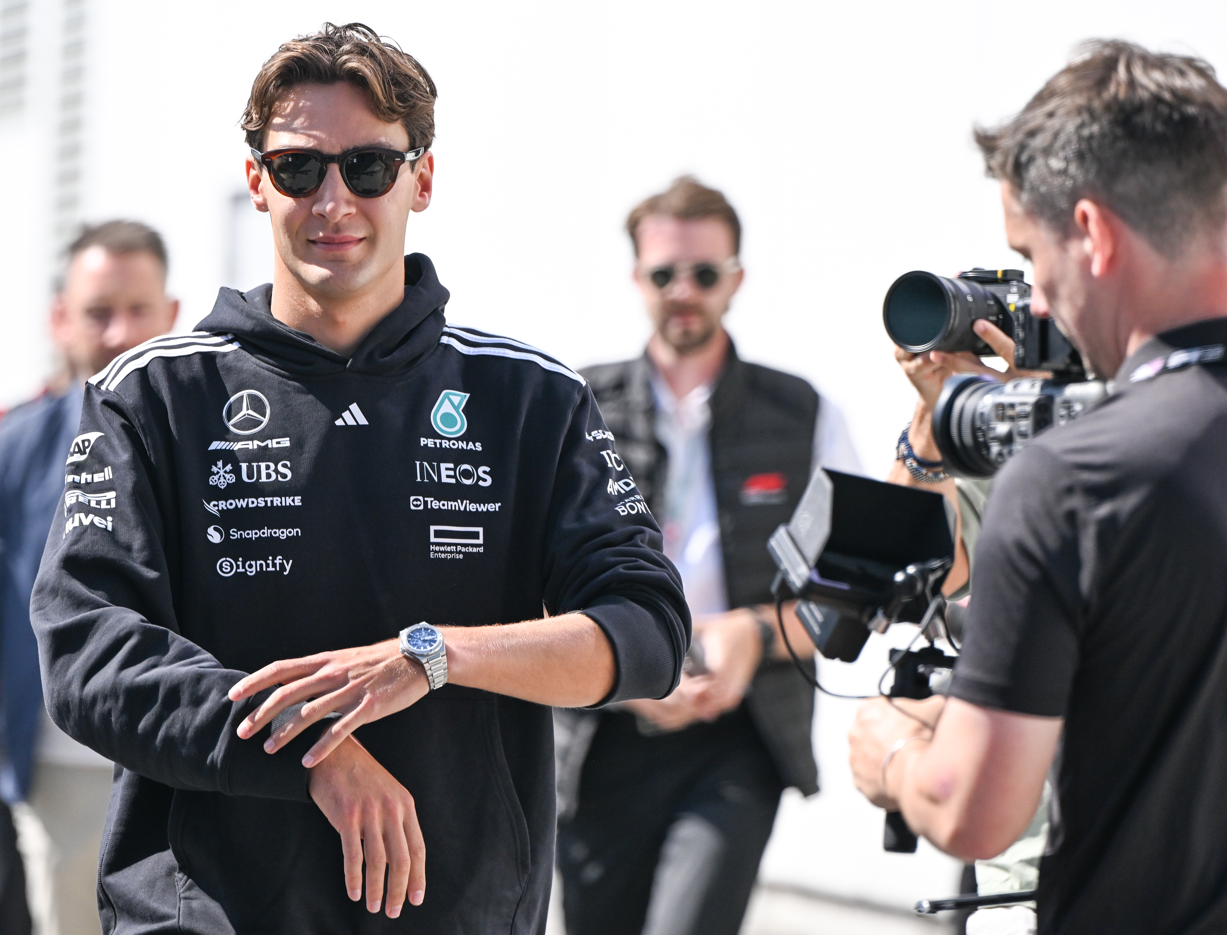 A still image of George Russell at the Canadian Grand Prix.