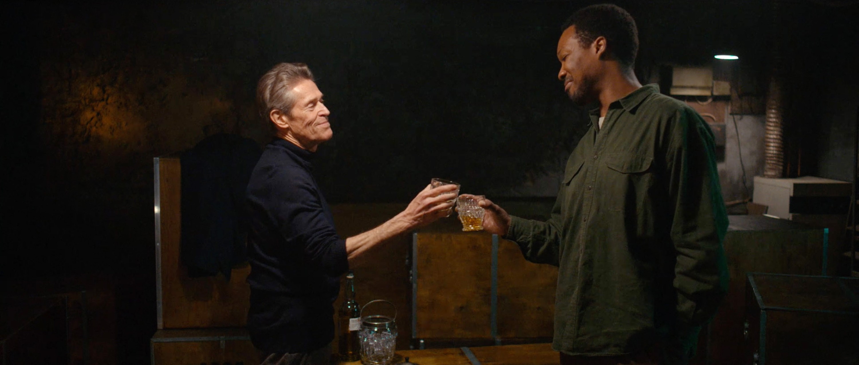 THE MAN IN MY BASEMENT, from left: Willem Dafoe, Corey Hawkins, 2025. © Hulu / courtesy Everett Collection