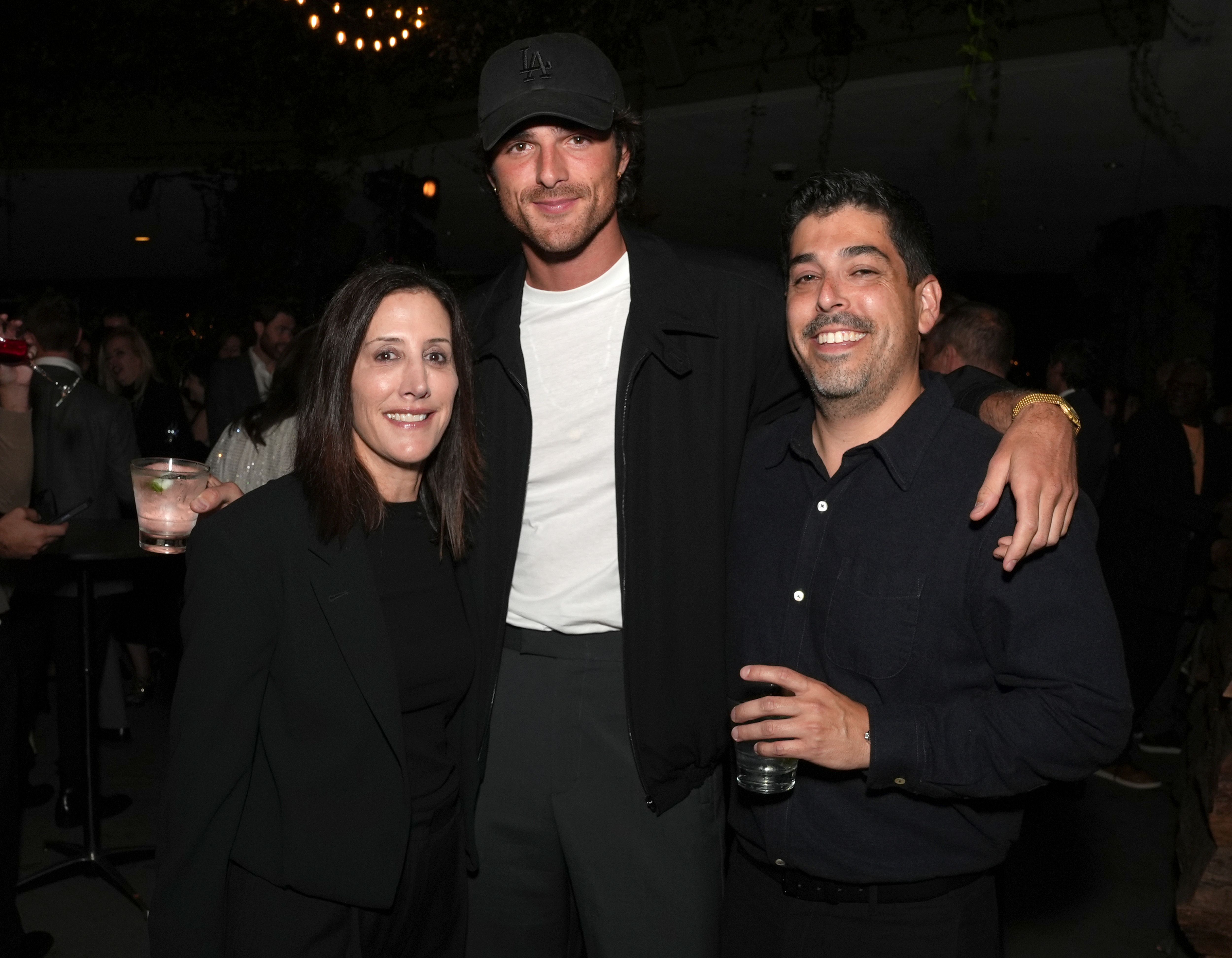 WEST HOLLYWOOD, CALIFORNIA - SEPTEMBER 11: (L-R) Leslie Siebert, Jacob Elordi and Matt Vioral attend the Gersh 2025 Emmy Party, with Skinbetter Science, at 1 Hotel West Hollywood on September 11, 2025 in West Hollywood, California.  (Photo by Presley Ann/Getty Images for Gersh)
