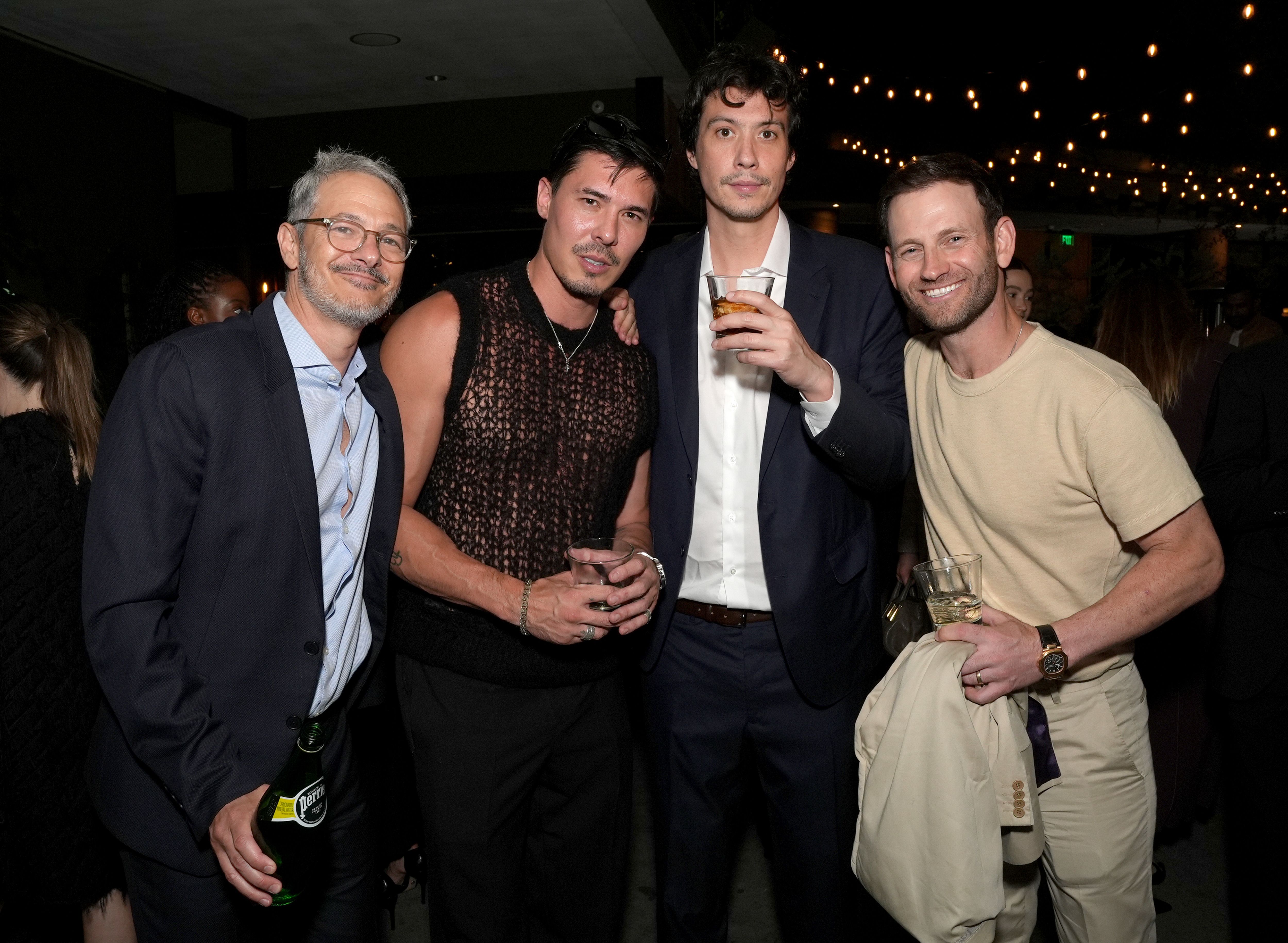 WEST HOLLYWOOD, CALIFORNIA - SEPTEMBER 11: (L-R) Brett Norensberg, Lewis Tan, Yalun Tu and Greg Wapnick attend the Gersh 2025 Emmy Party, with Skinbetter Science, at 1 Hotel West Hollywood on September 11, 2025 in West Hollywood, California.  (Photo by Presley Ann/Getty Images for Gersh)