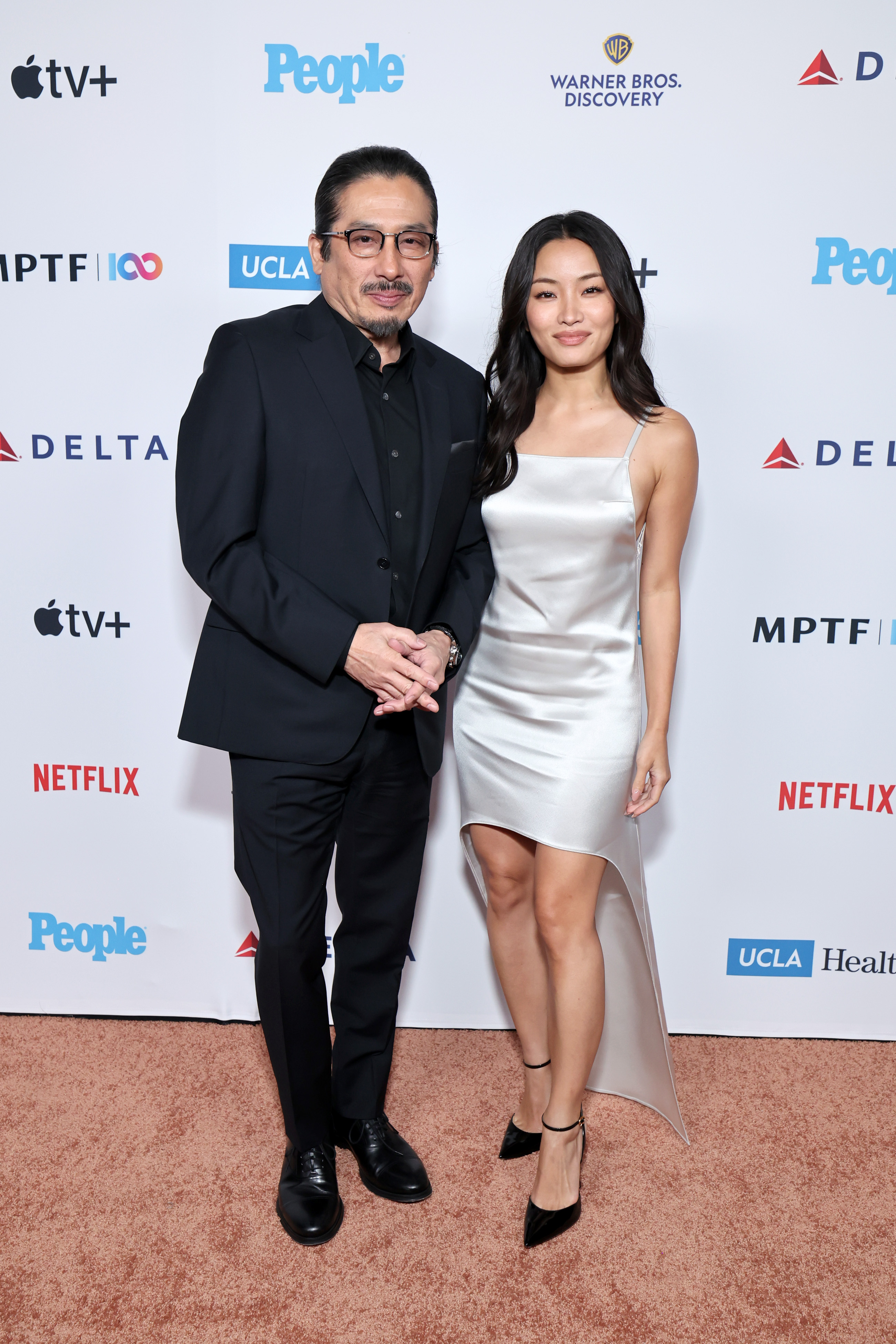 LOS ANGELES, CALIFORNIA - SEPTEMBER 13: (L-R) Hiroyuki Sanada and Anna Sawai attend MPTF's 19th Annual Evening Before at Century Park on September 13, 2025 in Los Angeles, California. (Photo by Randy Shropshire/Getty Images for MPTF)