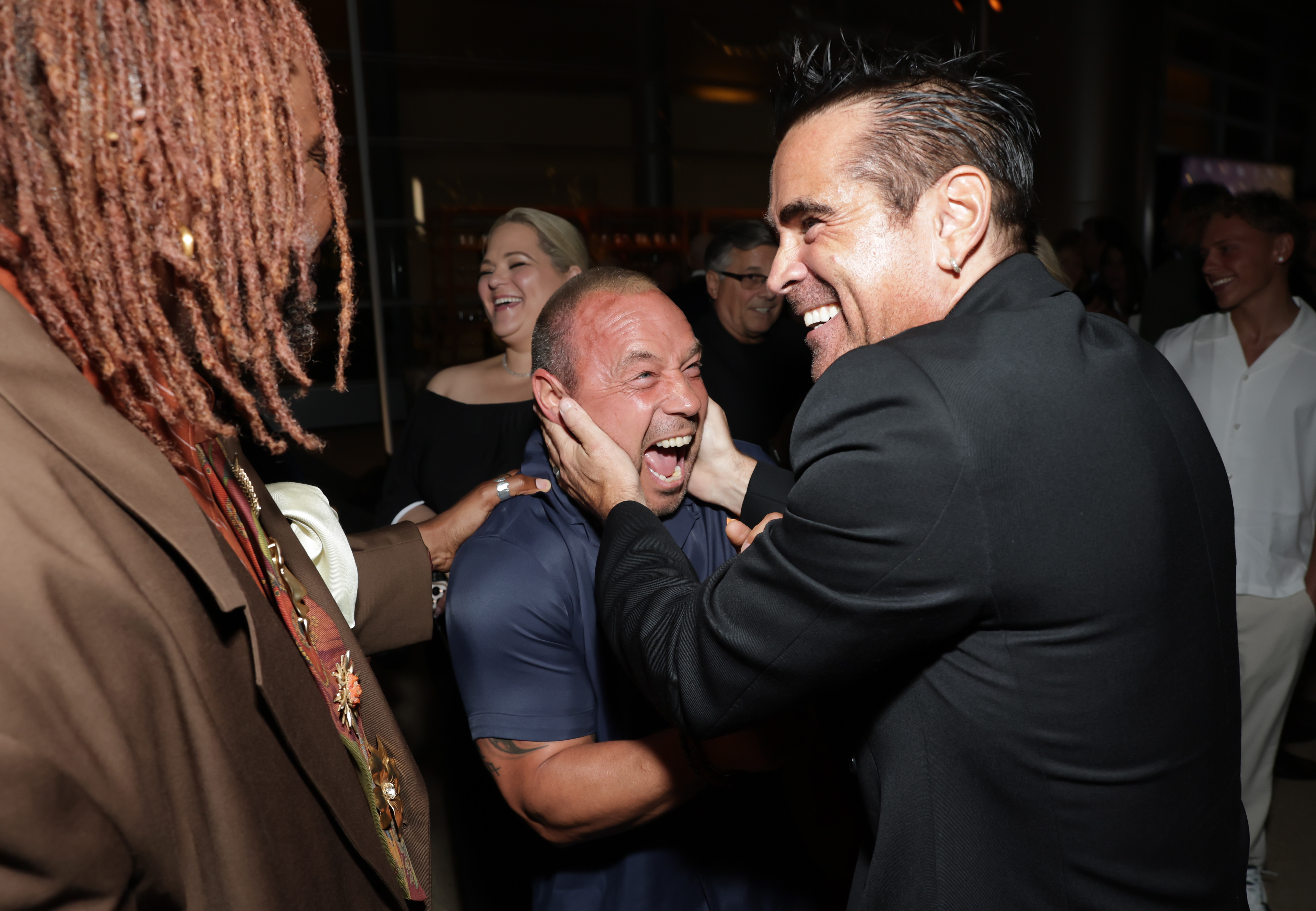LOS ANGELES, CALIFORNIA - SEPTEMBER 13: (L-R) Brian Tyree Henry, Stephen Graham and Colin Farrell attend MPTF's 19th Annual Evening Before at Century Park on September 13, 2025 in Los Angeles, California. (Photo by Matt Winkelmeyer/Getty Images for MPTF)