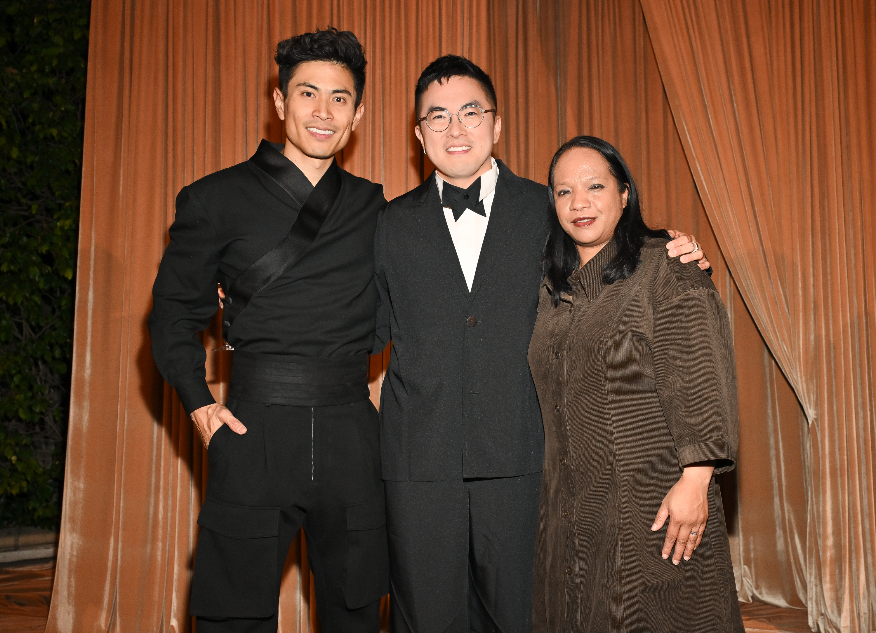 Bing Chen, Bowen Yang, Jazz Tangcay at the One Host Toast to the Emmys event held at the Four Seasons Los Angeles on September 11, 2025 in Los Angeles, California. (Photo by Michael Buckner/Variety via Getty Images)