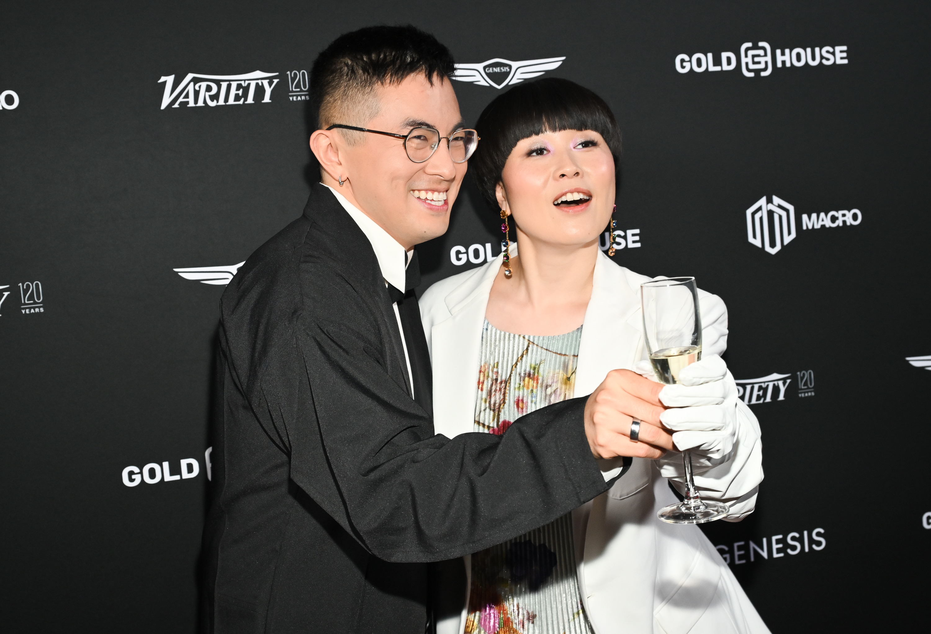 Bowen Yang, Atsuko Okatsuka at the One Host Toast to the Emmys event held at the Four Seasons Los Angeles on September 11, 2025 in Los Angeles, California. (Photo by Michael Buckner/Variety via Getty Images)