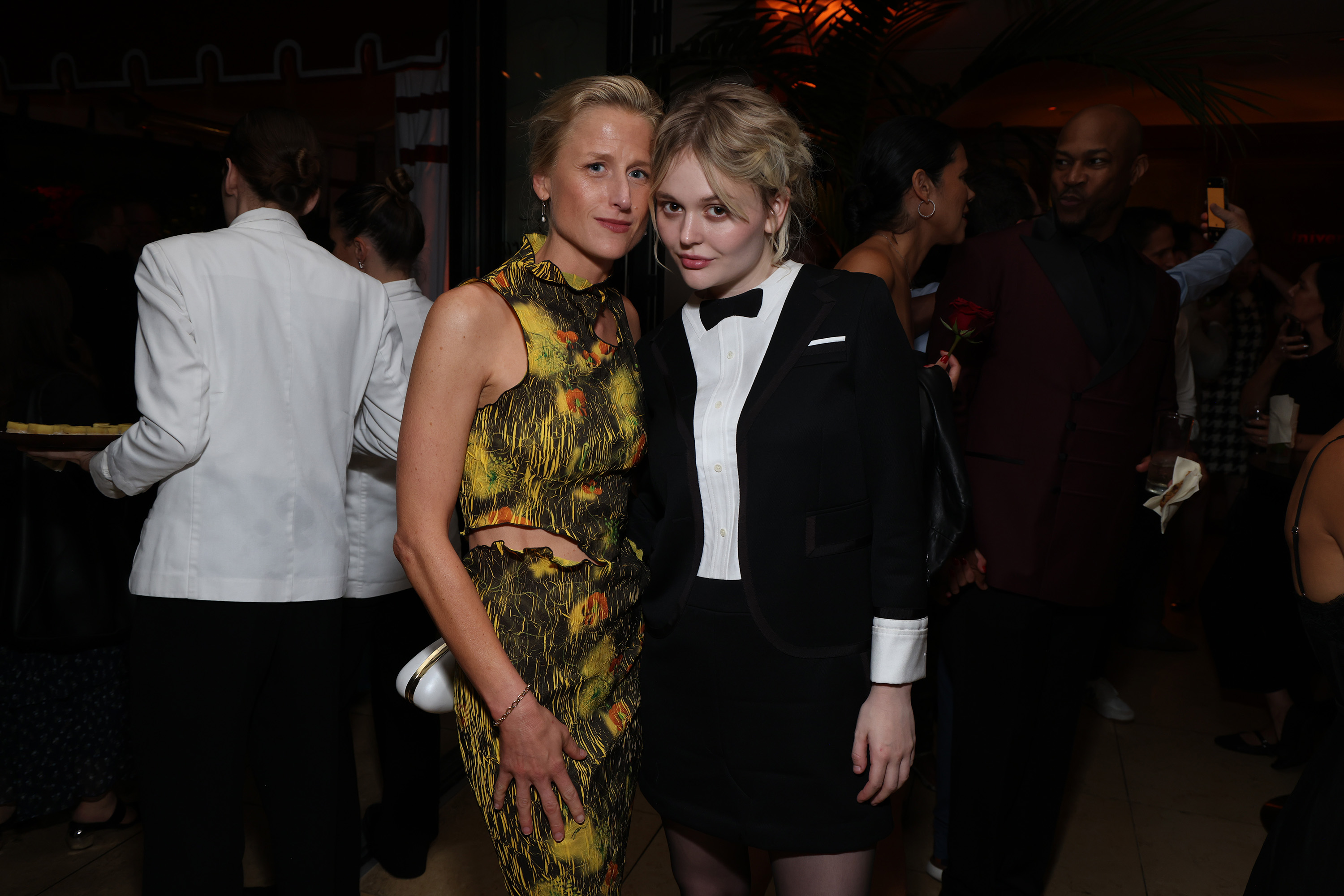 NBCUNIVERSAL EVENTS -- “NBCUniversal Celebrates the Emmy Nominees and a Special Toast to SNL50” -- Pictured: (l-r) Mamie Gummer, We Were Liars”, Emily Lind, “We Were Liars” at the Sunset Tower Hotel on Friday, September 12, 2025 -- (Photo by: Mark Van Holden/NBCUniversal)