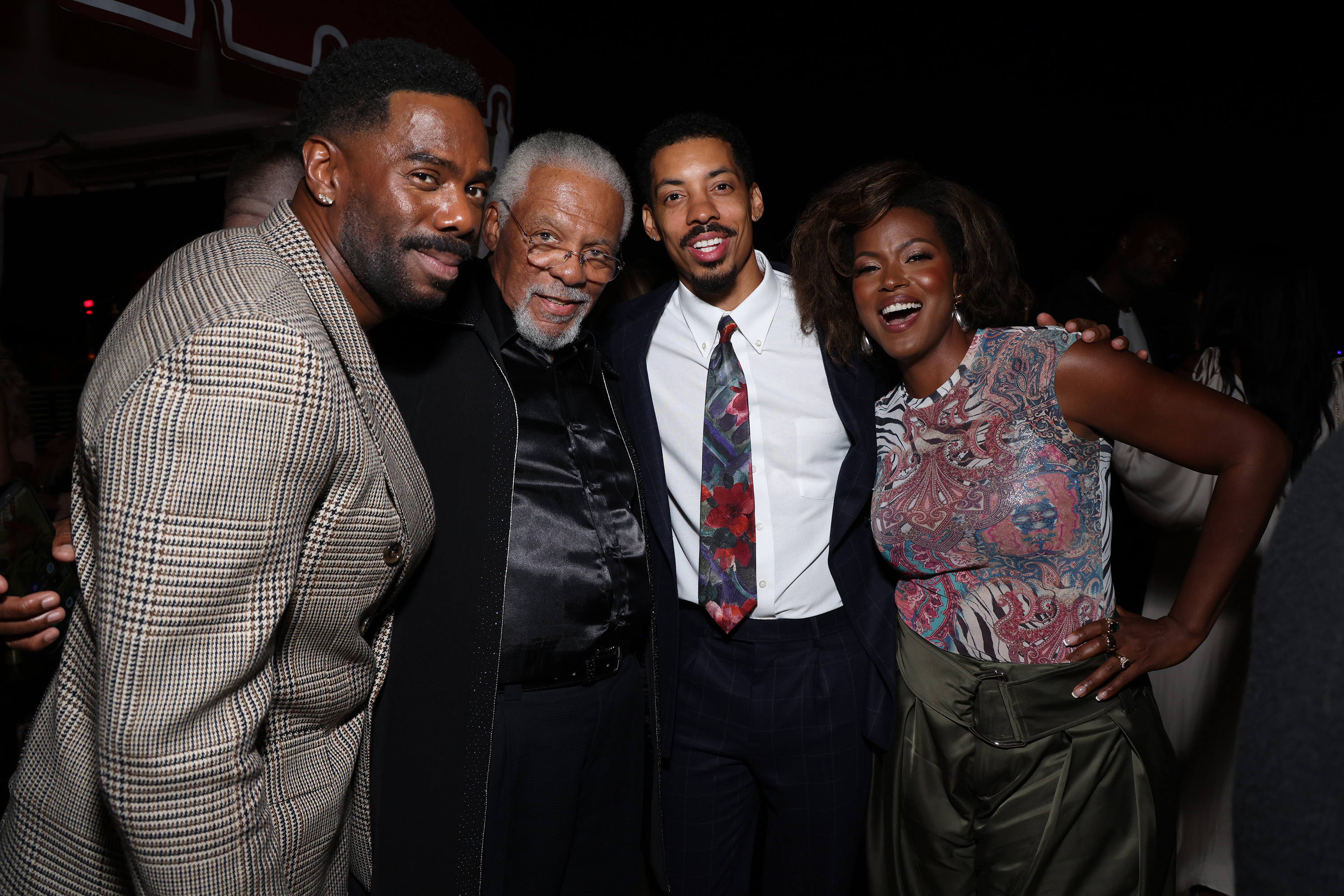 NBCUNIVERSAL EVENTS -- “NBCUniversal Celebrates the Emmy Nominees and a Special Toast to SNL50” -- Pictured: (l-r) Colman Domingo, “The Four Seasons”, Duane Shepard Sr., “The Paper”, Melvin Gregg, “The Paper”, Cassandra Freeman, “Bel-Air” at the Sunset Tower Hotel on Friday, September 12, 2025 -- (Photo by: Mark Van Holden/NBCUniversal)