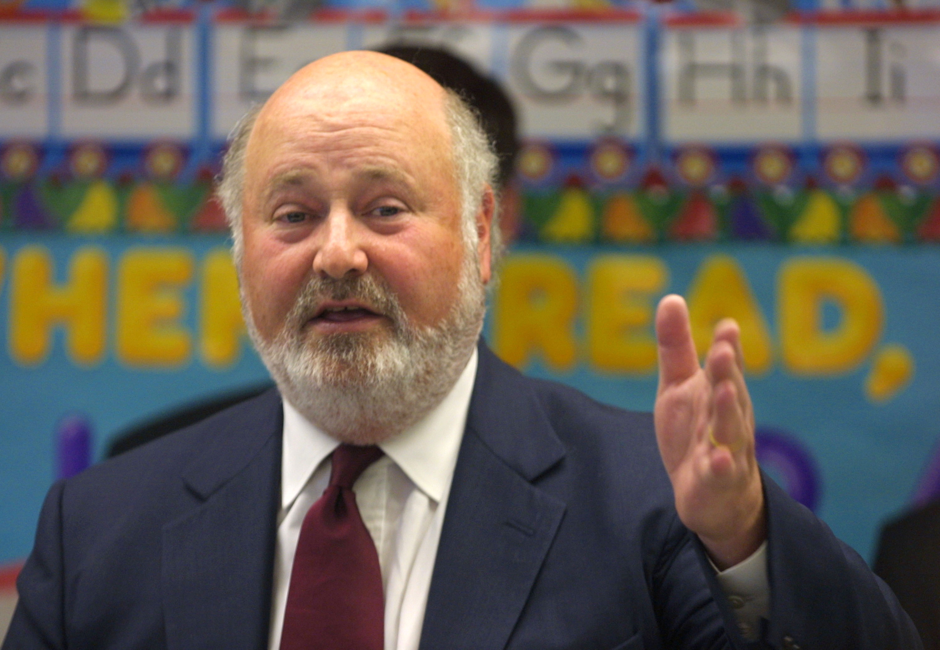LOS ANGELES - APRIL 19:  Director Rob Reiner speaks to reporters at a press conference for the "Preschool for All" ballot initiative April 19, 2005 in Los Angeles, California. The ballot initiative aims to provide universal preschool in California for four-year-olds at Para Los Ninos Preschool.  (Photo by Matthew Simmons/Getty Images)