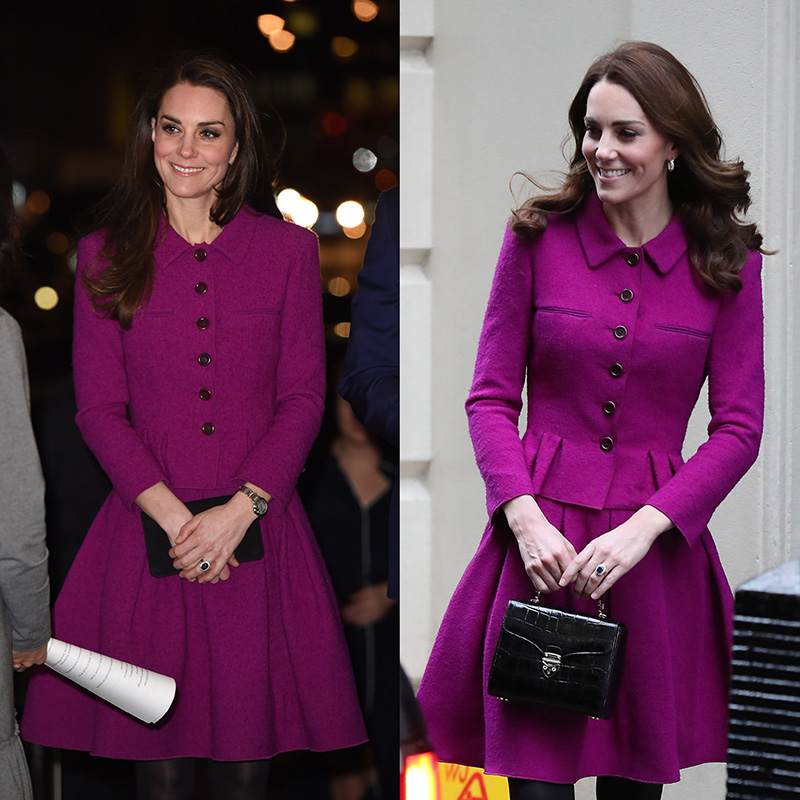 Kate Middleton in Purple Oscar de la Renta set