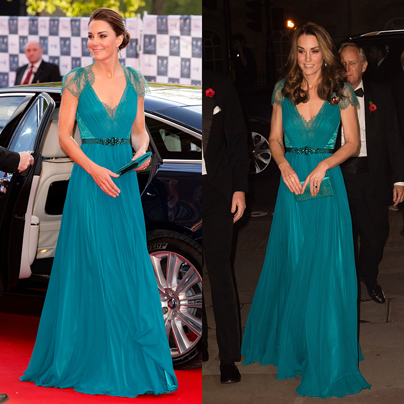 Kate Middleton in Jenny Packham, outfit repeats, boa olympic concert, tusk conservative awards, blue dress with lace