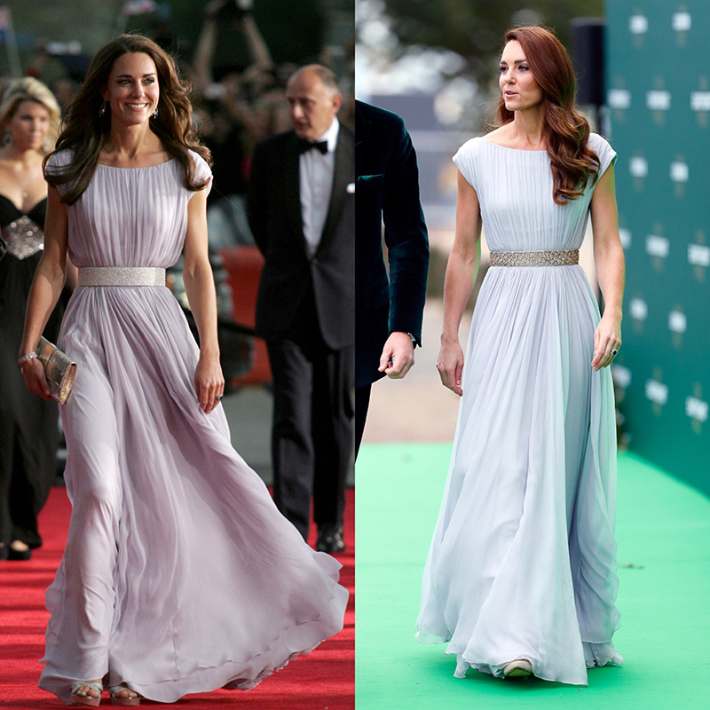 Kate Middleton in an ice blue Alexander McQueen Gown, outfit repeats, baftas 2011, earthshot prize 2021