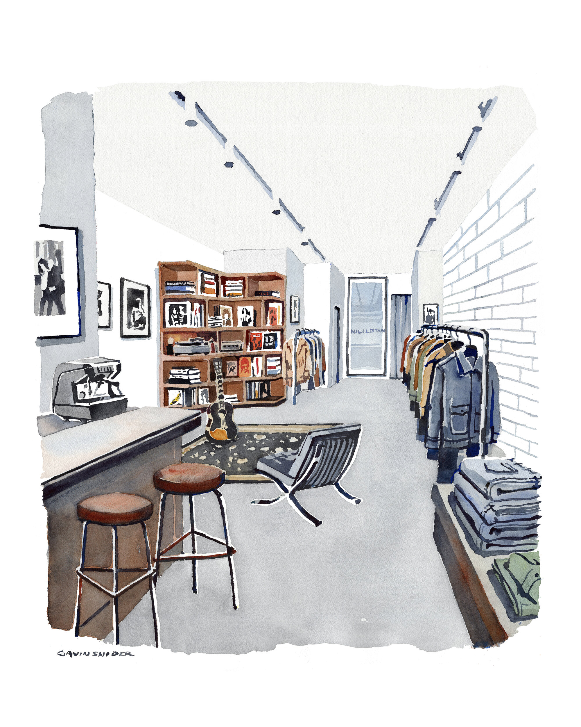 A rendering of the Nili Lotan men's store.