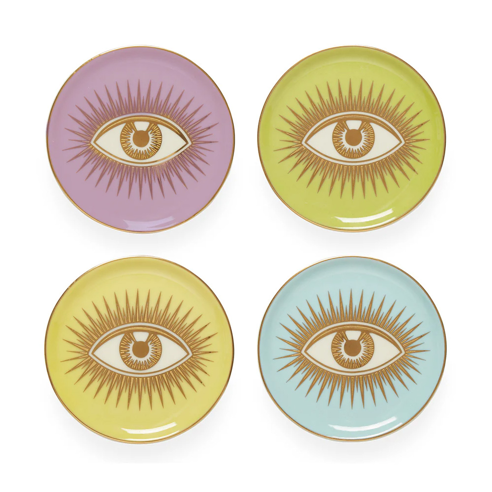 pastel toned coasters with gold motifs