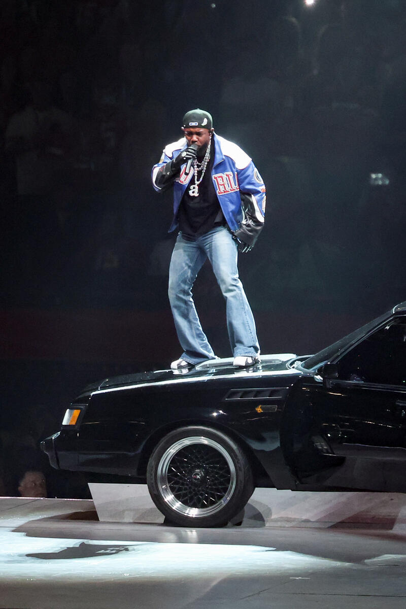 Kendrick Lamar performs at Super Bowl LIX at Caesars Superdome on February 09, 2025 in New Orleans, Louisiana.