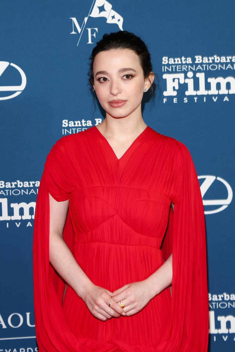 Mikey Madison at the Virtuosos Award ceremony during the 2025 Santa Barbara International Film Festival on Feb. 9, red dress, Proenza Schouler, red carpet
