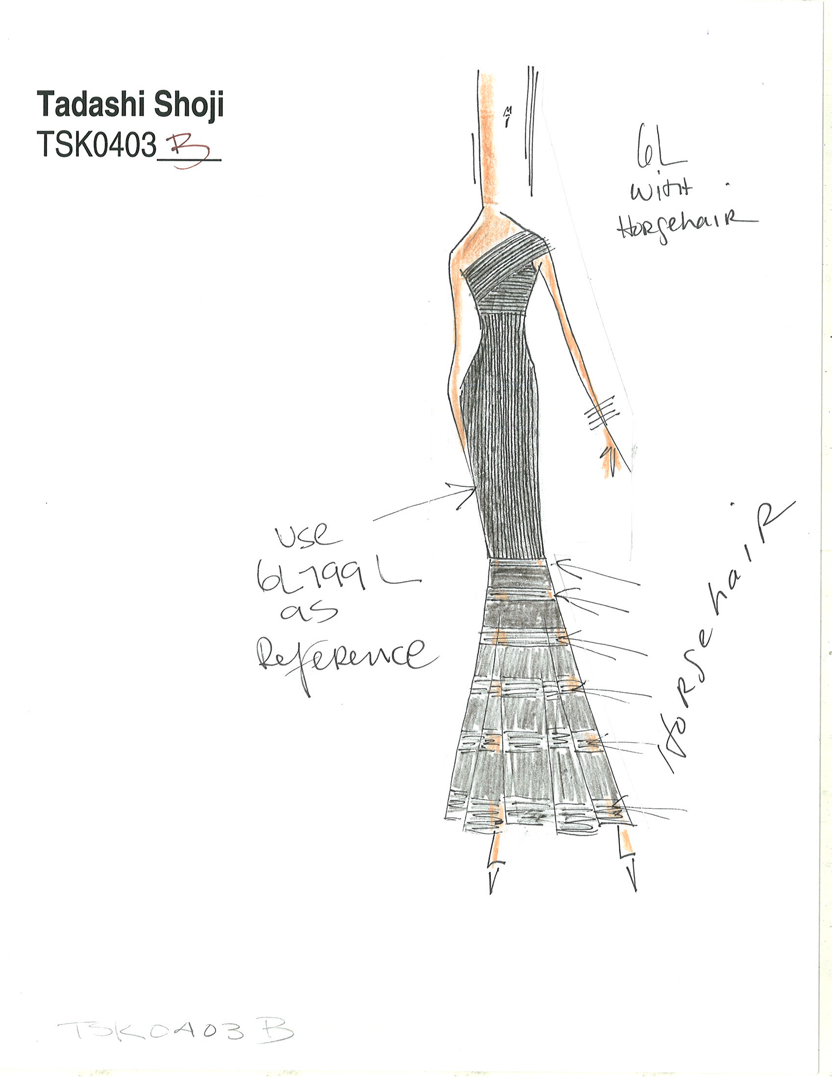 Kenny Bonavitacola design for Tadashi Shoji sketched on paper