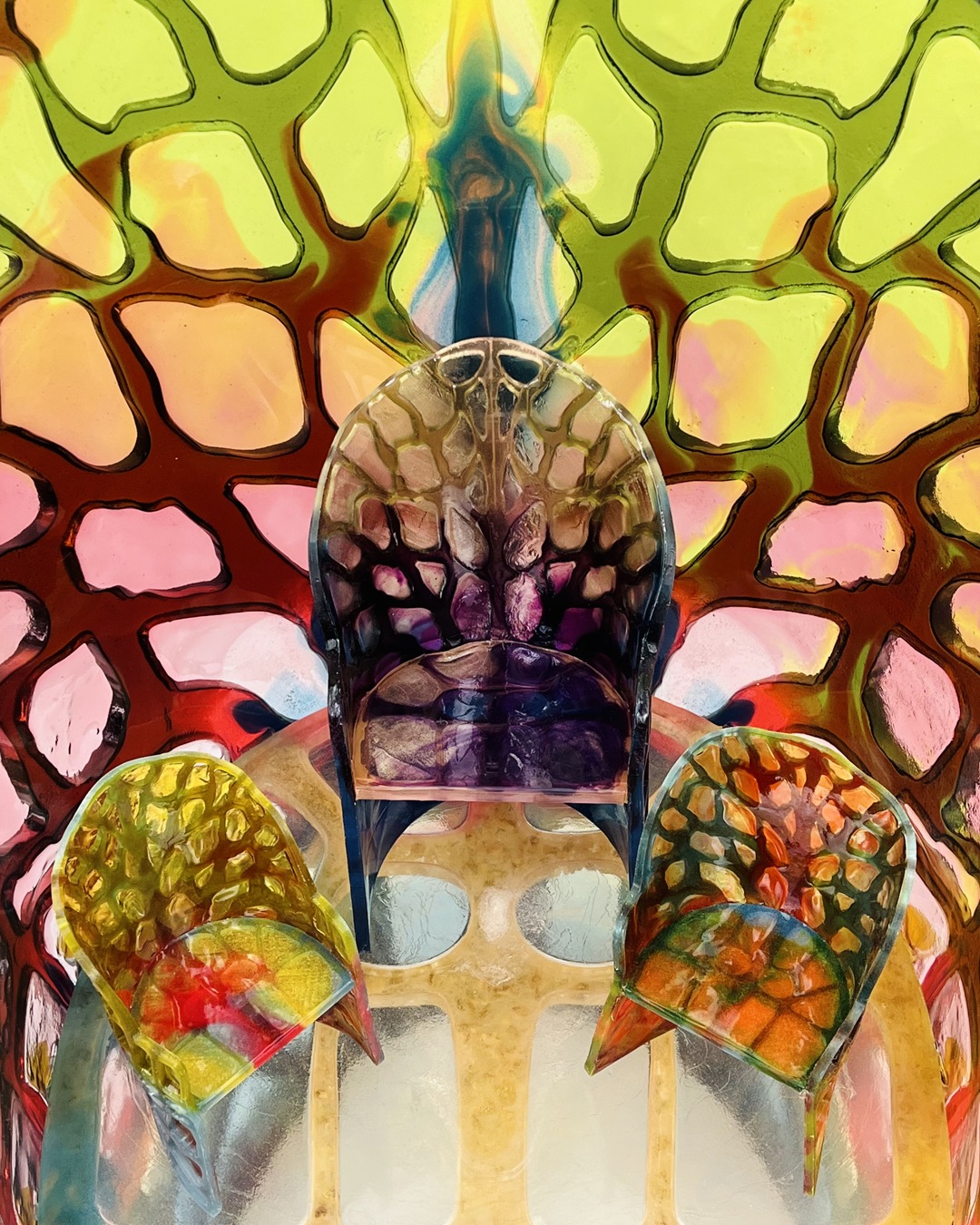 Chairs from the Gaetano Pesce and Amouage collaboration.