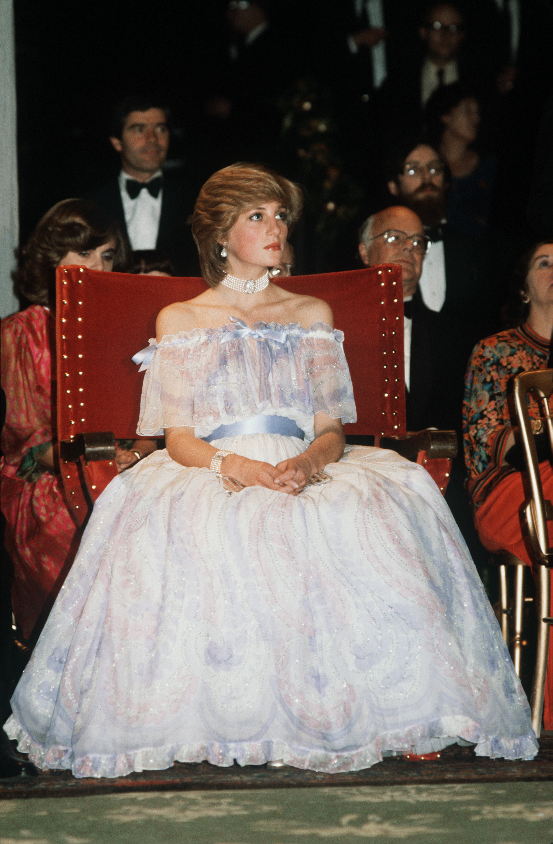LONDON, UNITED KINGDOM - NOVEMBER 04: Princess Diana At The Victoria & Albert Museum Attending The 'slendours Of The Gonzagas' Exhibition Wearing A Dress Designed By Fashion Designers Bellville Sassoon (Photo by Tim Graham Photo Library via Getty Images)