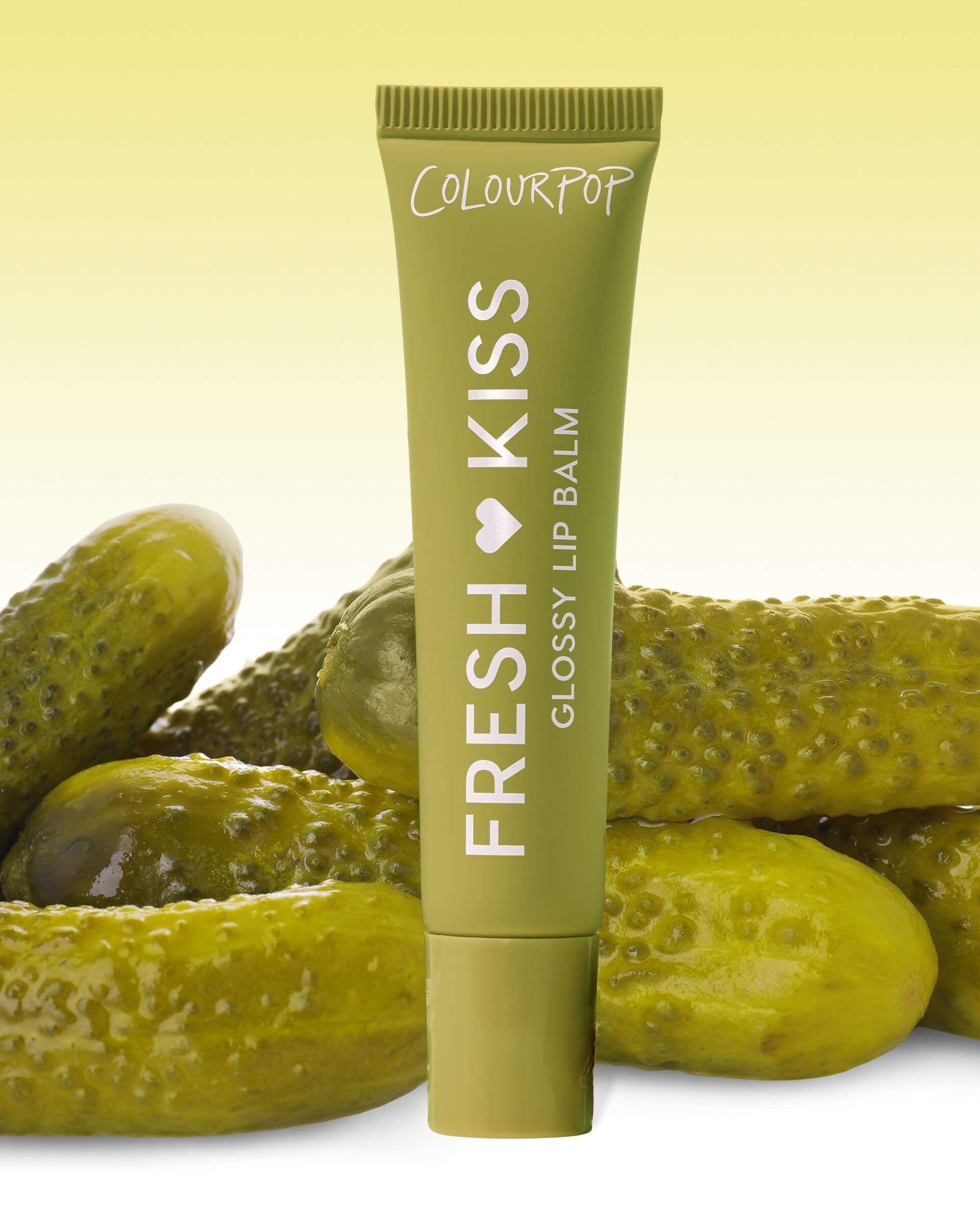Fresh Kiss Glossy Lip Balm in Dill Pickle flavor.