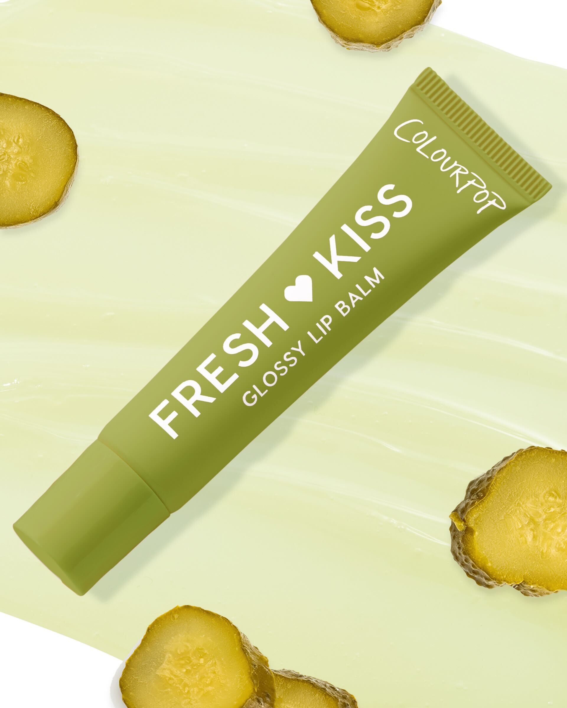 ColourPop's April Fool's prank: a Fresh Kiss Glossy Lip Balm in Dill Pickle flavor.