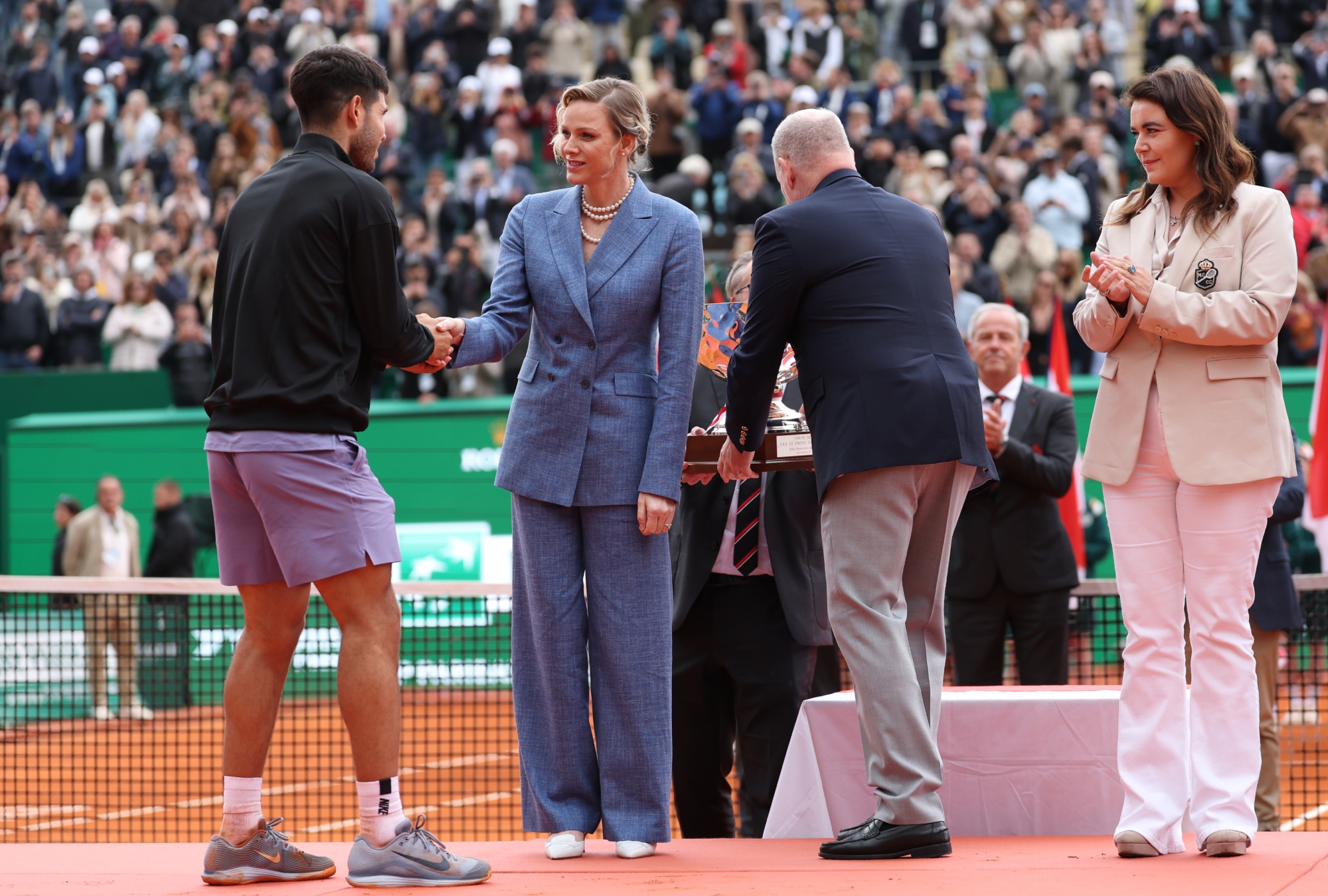 Princess Charlene wears a blue suited look for the Monte-Carlo Masters 2025.