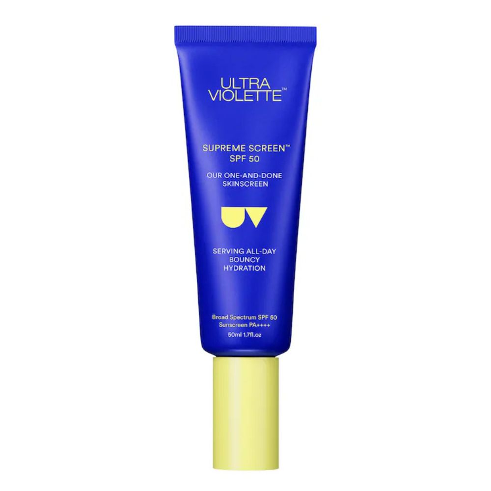 blue container of face sunscreen