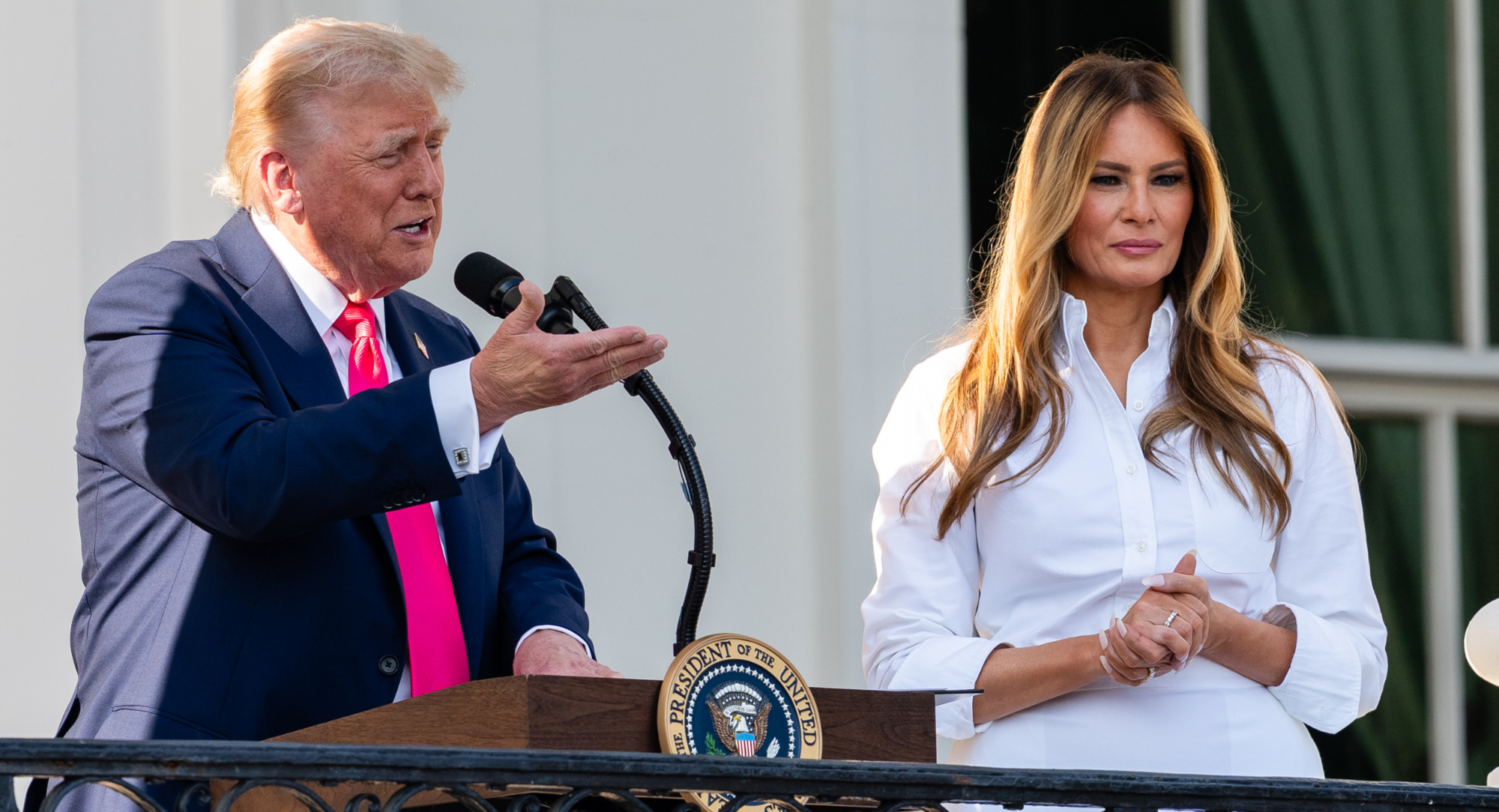 President Donald Trump and first lady Melania Trump during a Fourth of July celebration on the South Lawn of the White House in Washington, D.C. on July 4, 2025.