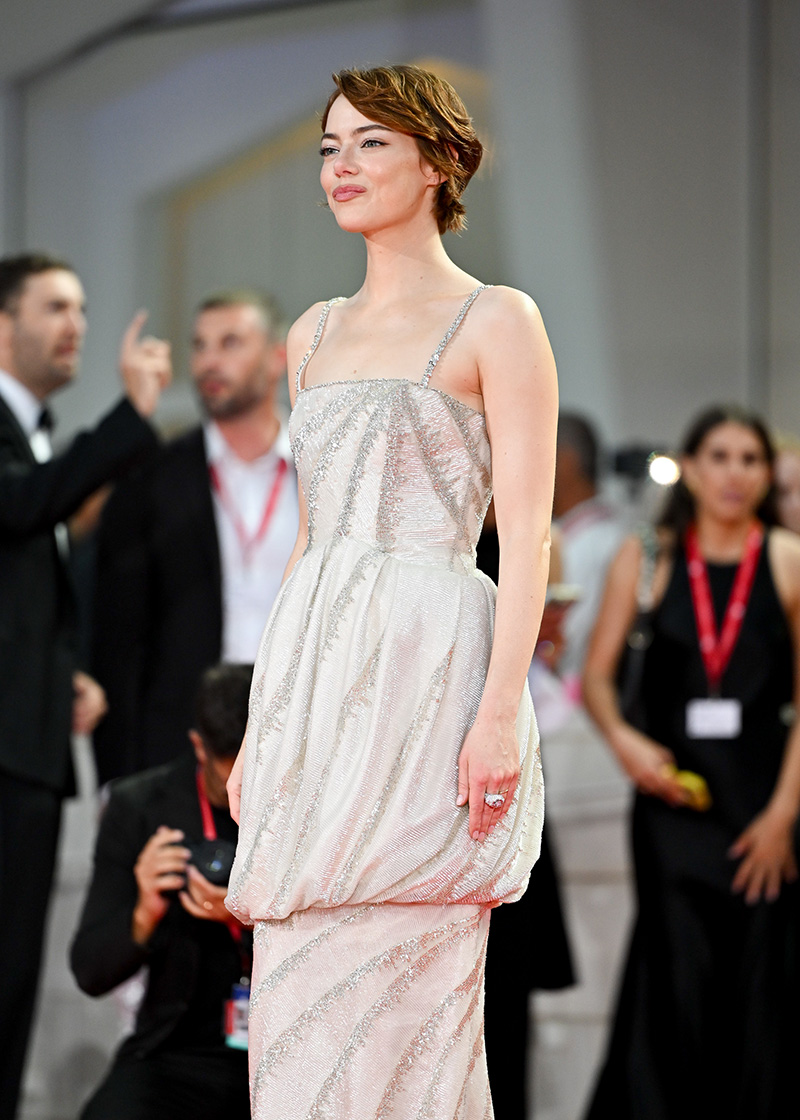 Emma Stone wears custom Louis Vuitton at the