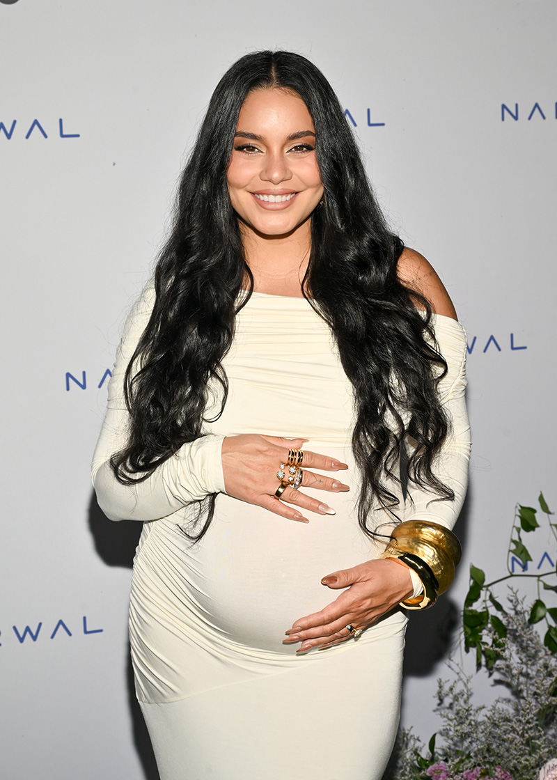 Vanessa Hudgens wears an off-the-shoulder mermaid style dress at the