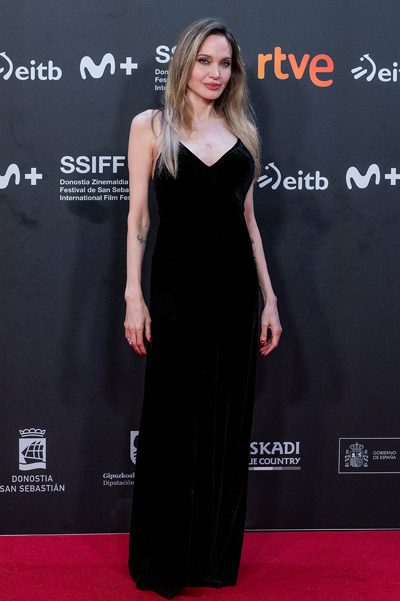 Angelina Jolie gives the little black dress a minimalist edge at the