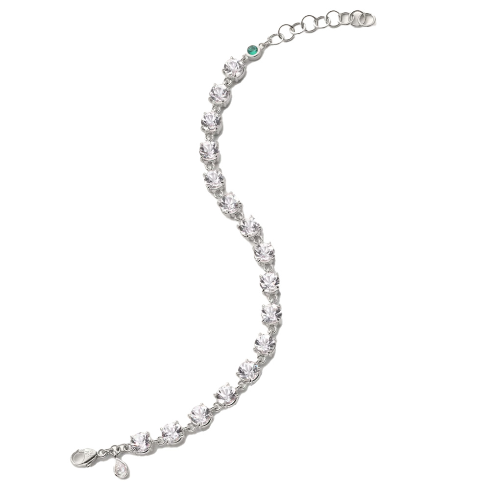 Monica Rich Kossann Cushion Rock Crystal Tennis Bracelet on white background