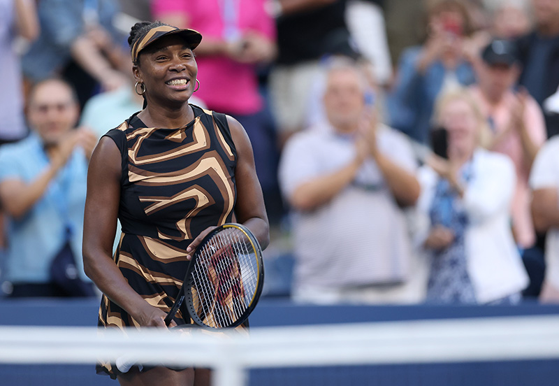 Venus Williams wears a custom Pucci tennis kit during the Women's Doubles Third Round match at the 2025 US Open on Sept. 1, 2025 in the Flushing neighborhood of the Queens borough of New York City.