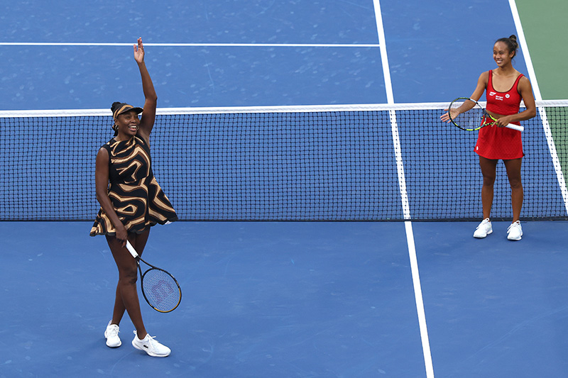 Venus Williams wears a custom Pucci tennis kit during the Women's Doubles Third Round match at the 2025 US Open on Sept. 1, 2025 in the Flushing neighborhood of the Queens borough of New York City.