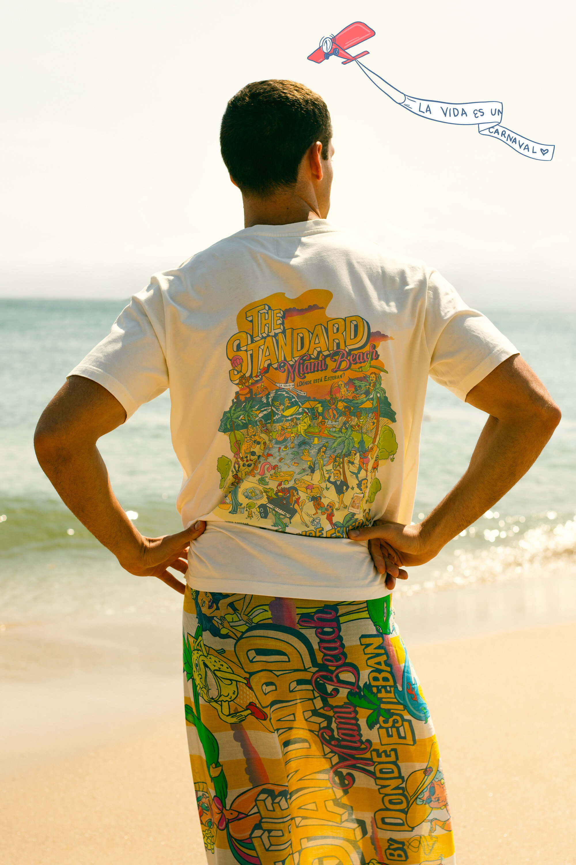 A t-shirt and pareo from Donde Esteban x The Standard Miami