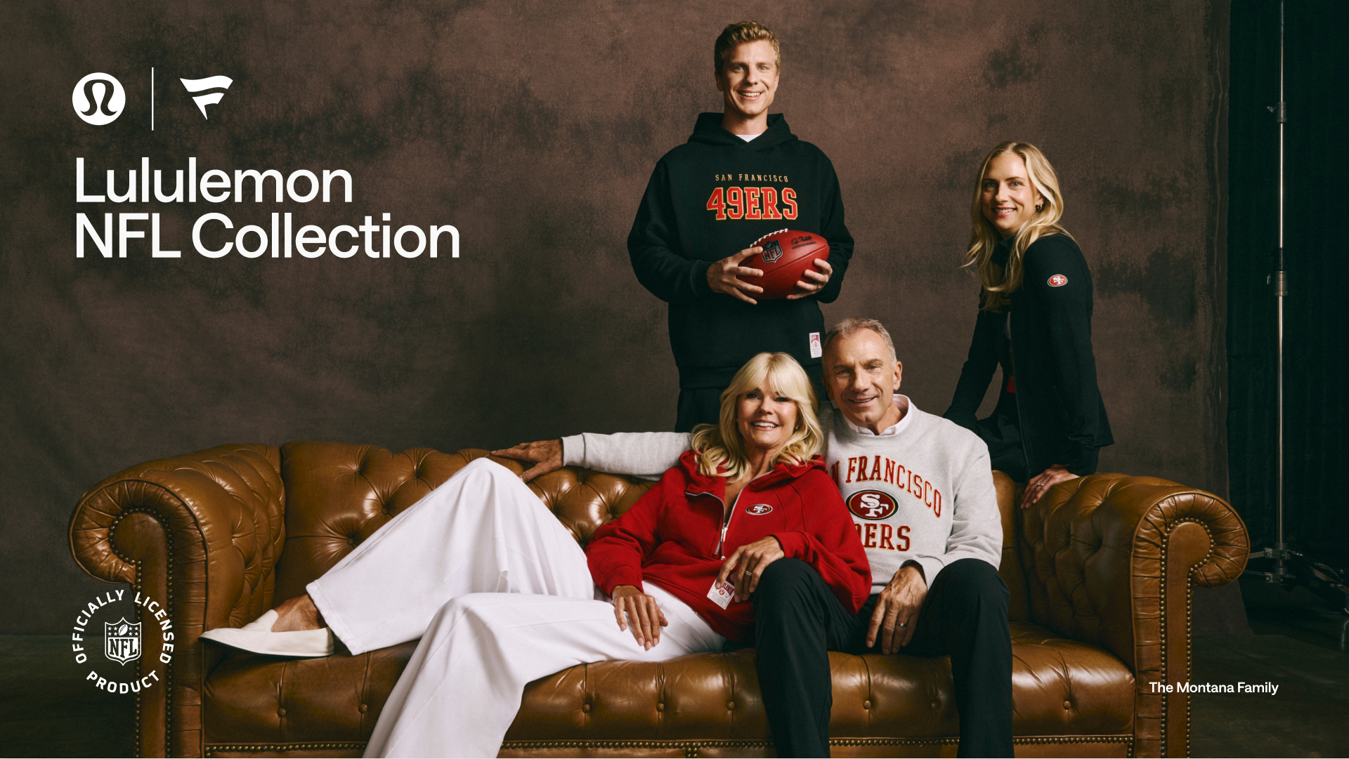 Joe Montana and his family in the Lululemon NFL campaign