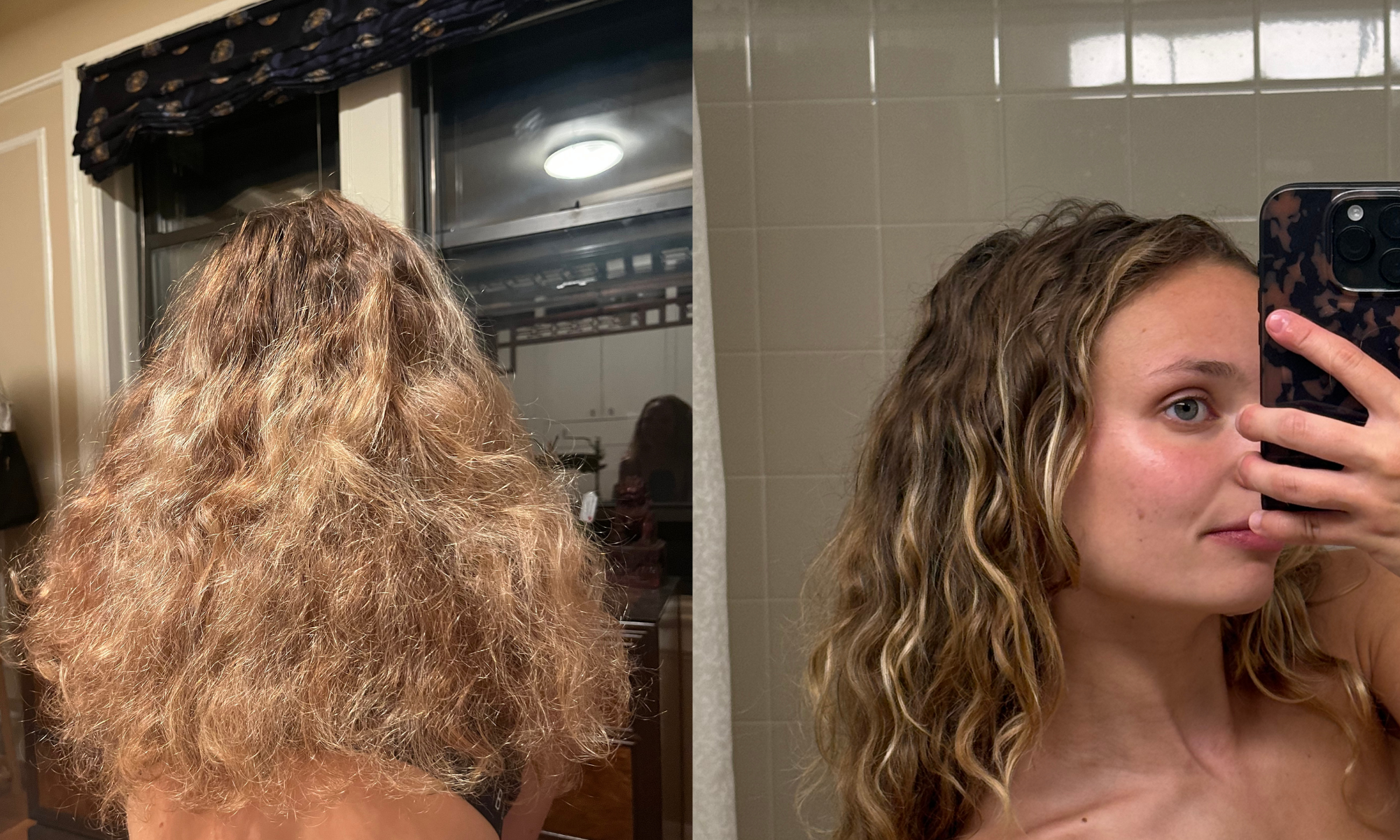 author testing out dae's Signature Shampoo and Conditioner Duo