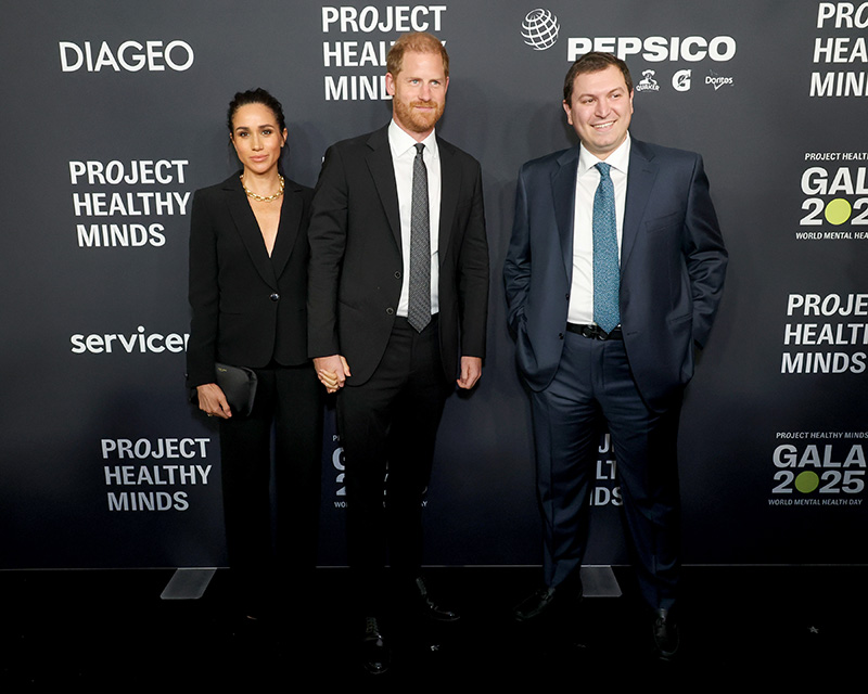 Meghan Markle wears Giorgio Armani at the Project Healthy Minds World Mental Health Day Gala on Oct. 9, 2025 in New York City.