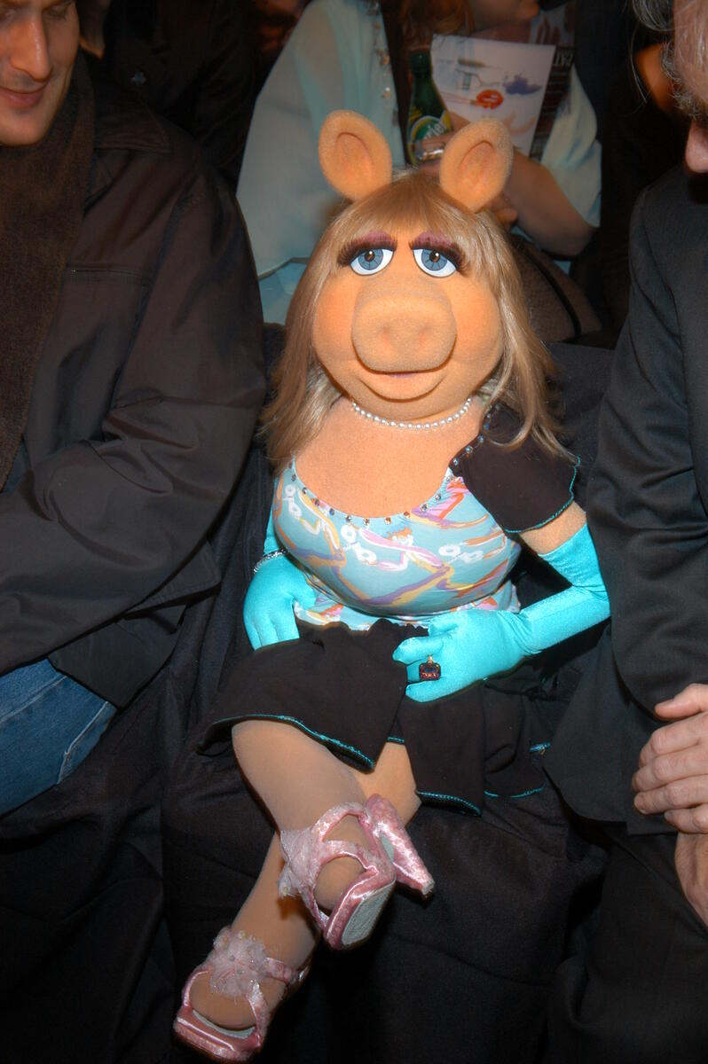 Miss Piggy front row at the Fall 2005 Heatherette show in New York.