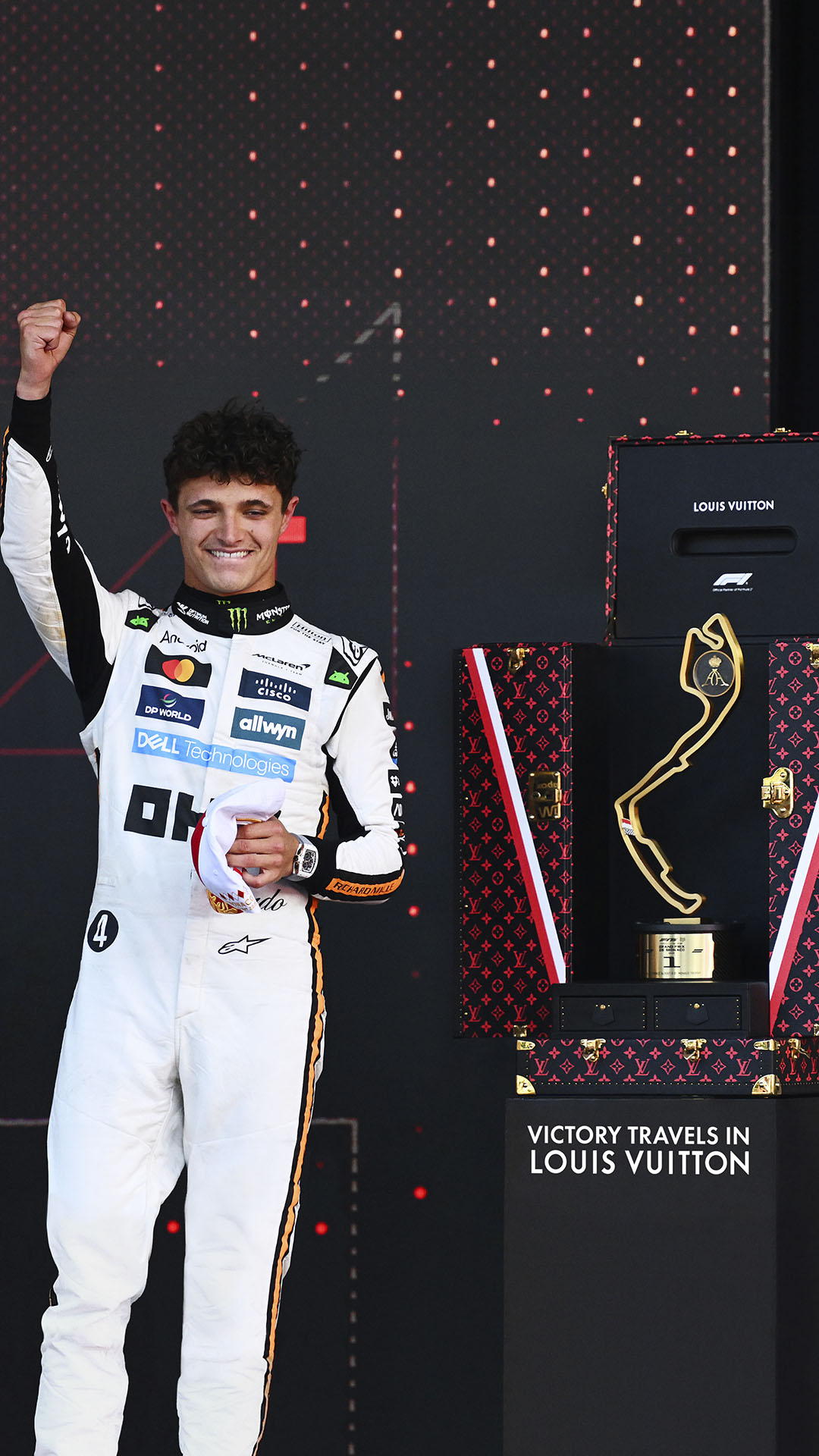 MONTE-CARLO, MONACO - MAY 25: Louis Vuitton trophy podium celebrations during the F1 Grand Prix of Monaco at Circuit de Monaco on May 25, 2025 in Monte-Carlo, Monaco. (Photo by Mark Sutton - Formula 1/Formula 1 via Getty Images)