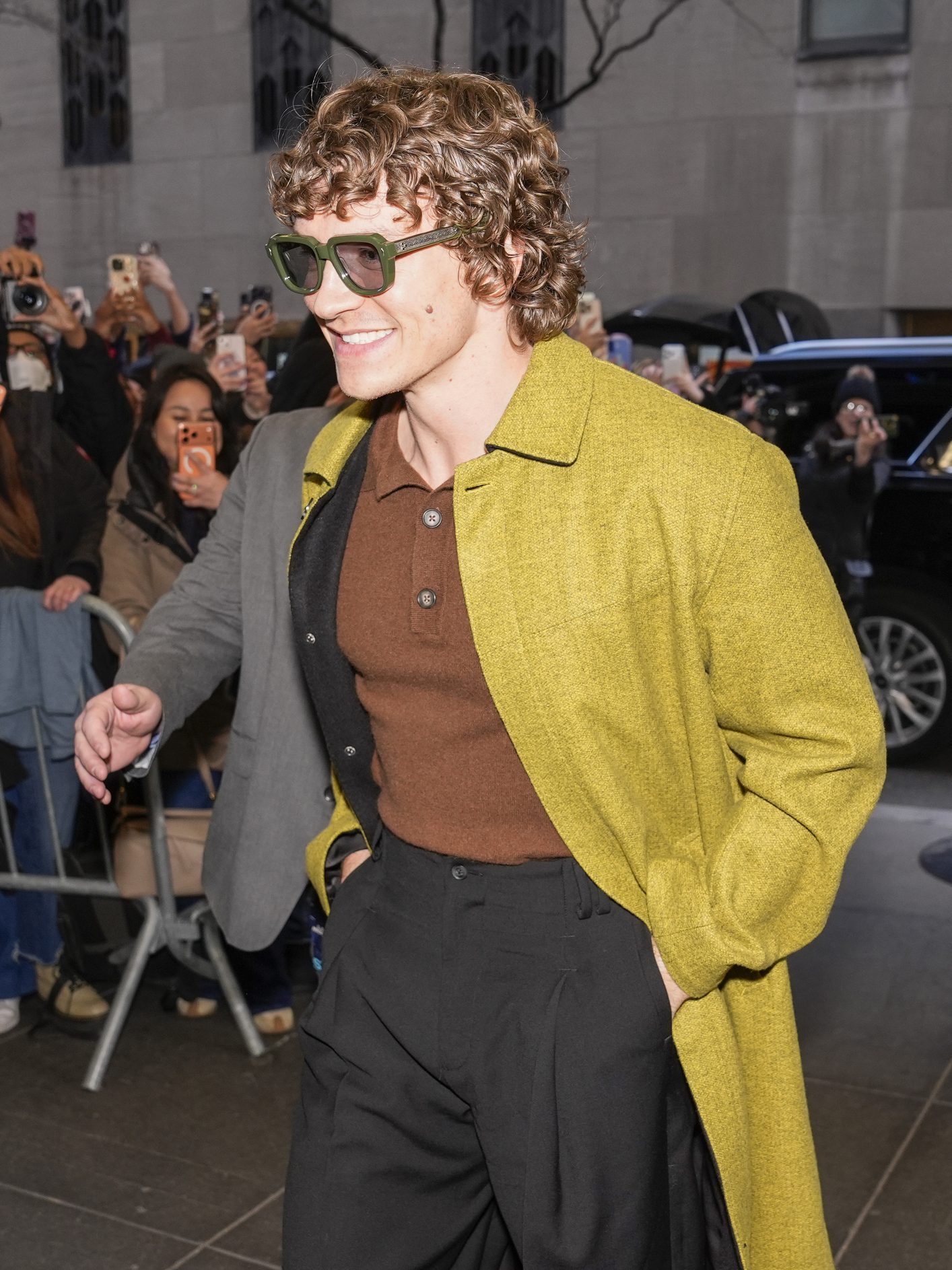 LATE NIGHT WITH SETH MEYERS -- Episode 1752 -- Pictured:  Actor Connor Storrie arrives on January 12, 2026 -- (Photo by: Lloyd Bishop/NBC via Getty Images)