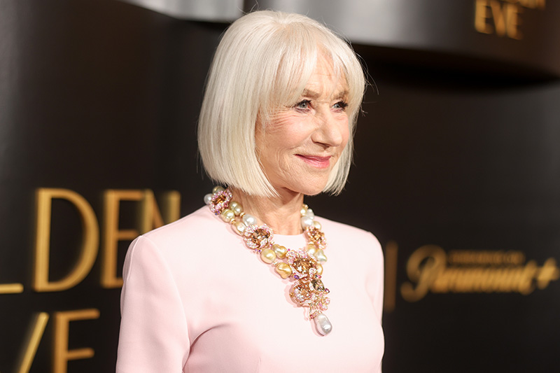 Helen Mirren wears Stella McCartney at Golden Eve: The Golden Globes Honor Helen Mirren & Sarah Jessica Parker on Jan. 6 in Beverly Hills, Calif.