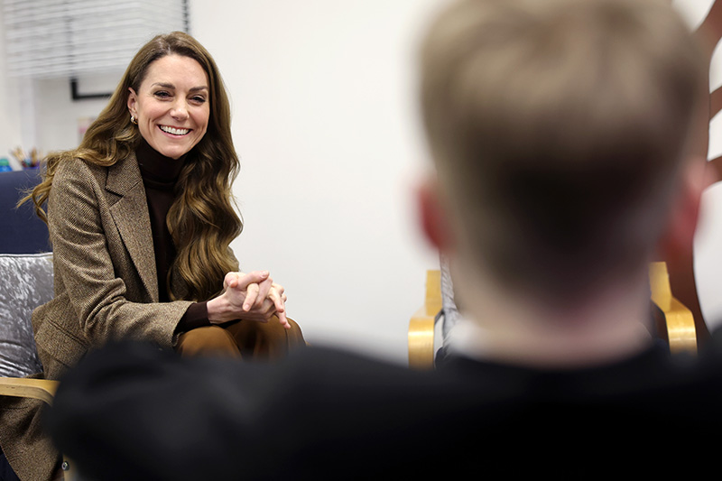 BRADFORD, ENGLAND - JANUARY 27: Catherine, Princess of Wales during her visit to Family Action's Children's Trauma Therapy Service on January 27, 2026 in Bradford, England. The Princess of Wales visited the north of England to highlight how community, nature and creativity can help those struggling with trauma, isolation and mental health challenges. (Photo by Chris Jackson/Getty Images)