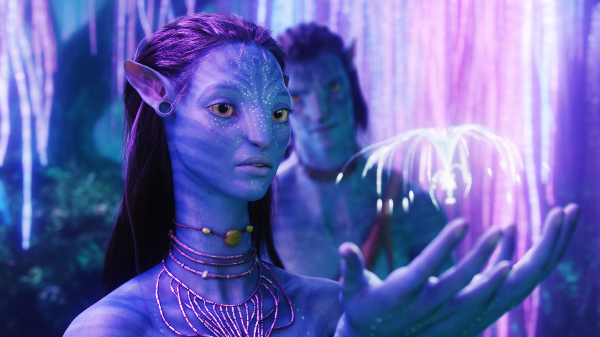 AVATAR, Zoe Saldana, Sam Worthington (back), 2009. TM & Copyright ©20th Century Fox. All rights reserved/Courtesy Everett Collection