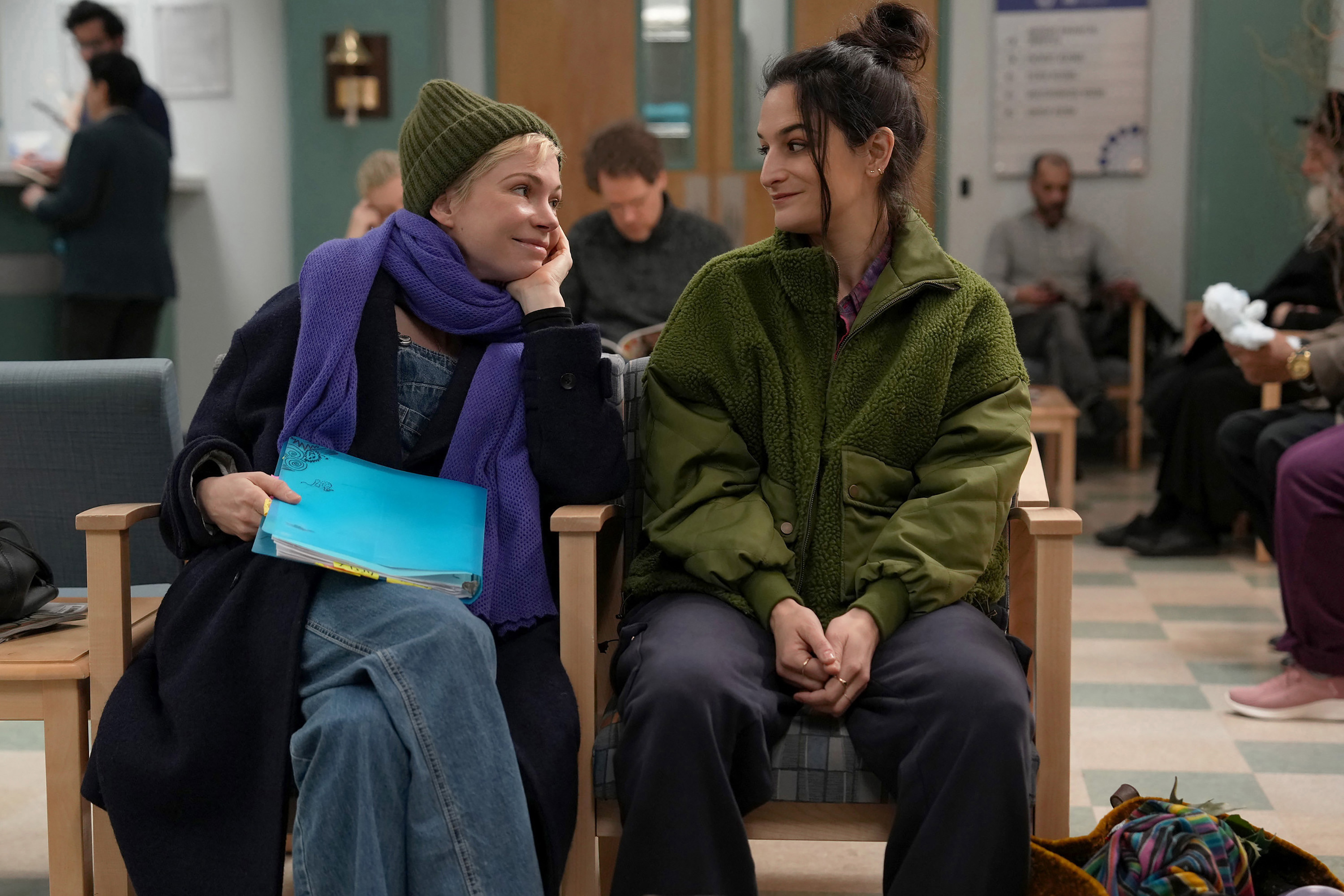 FX's Dying for Sex -- "Masturbation is Important" -- Episode 2 (Airs Friday, April 4 on Hulu ) -- Pictured: (l-r) Michelle Williams as Molly, Jenny Slate as Nikki.. CR: Sarah Shatz/FX
