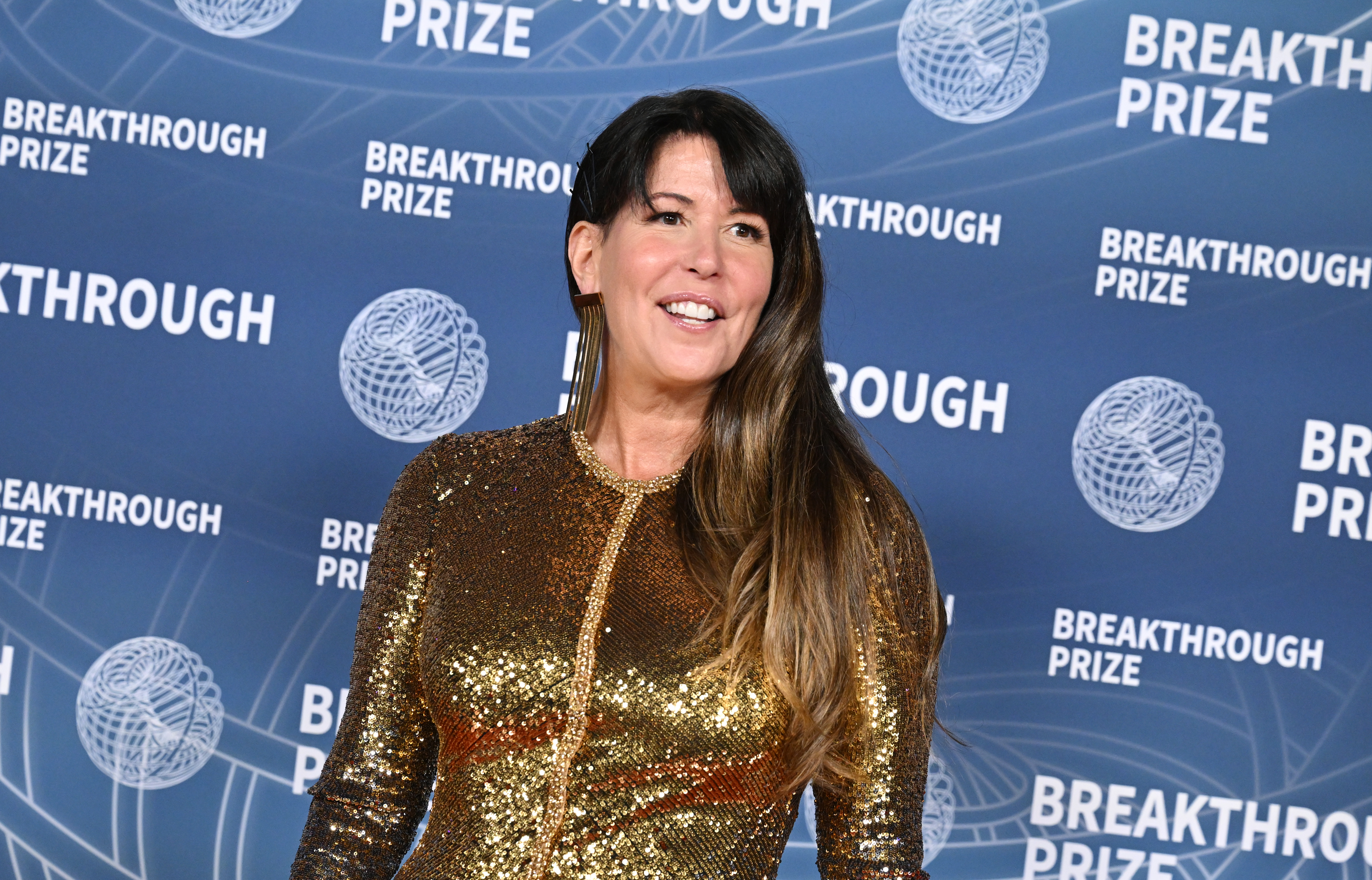 Patty Jenkins at The 11th Breakthrough Prize Ceremony held at Barker Hanger on April 05, 2025 in Santa Monica, California.