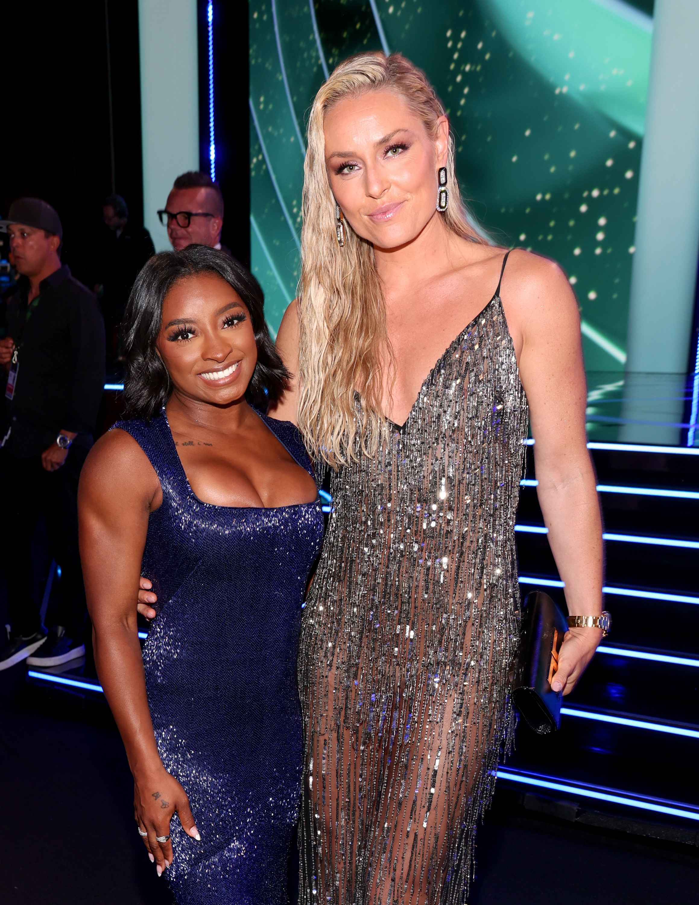 Simone Biles, Lindsey Vonn at the 2025 ESPY Awards held at the Dolby Theatre on July 16, 2025 in Los Angeles, California. (Photo by Christopher Polk/Penske Media via Getty Images)