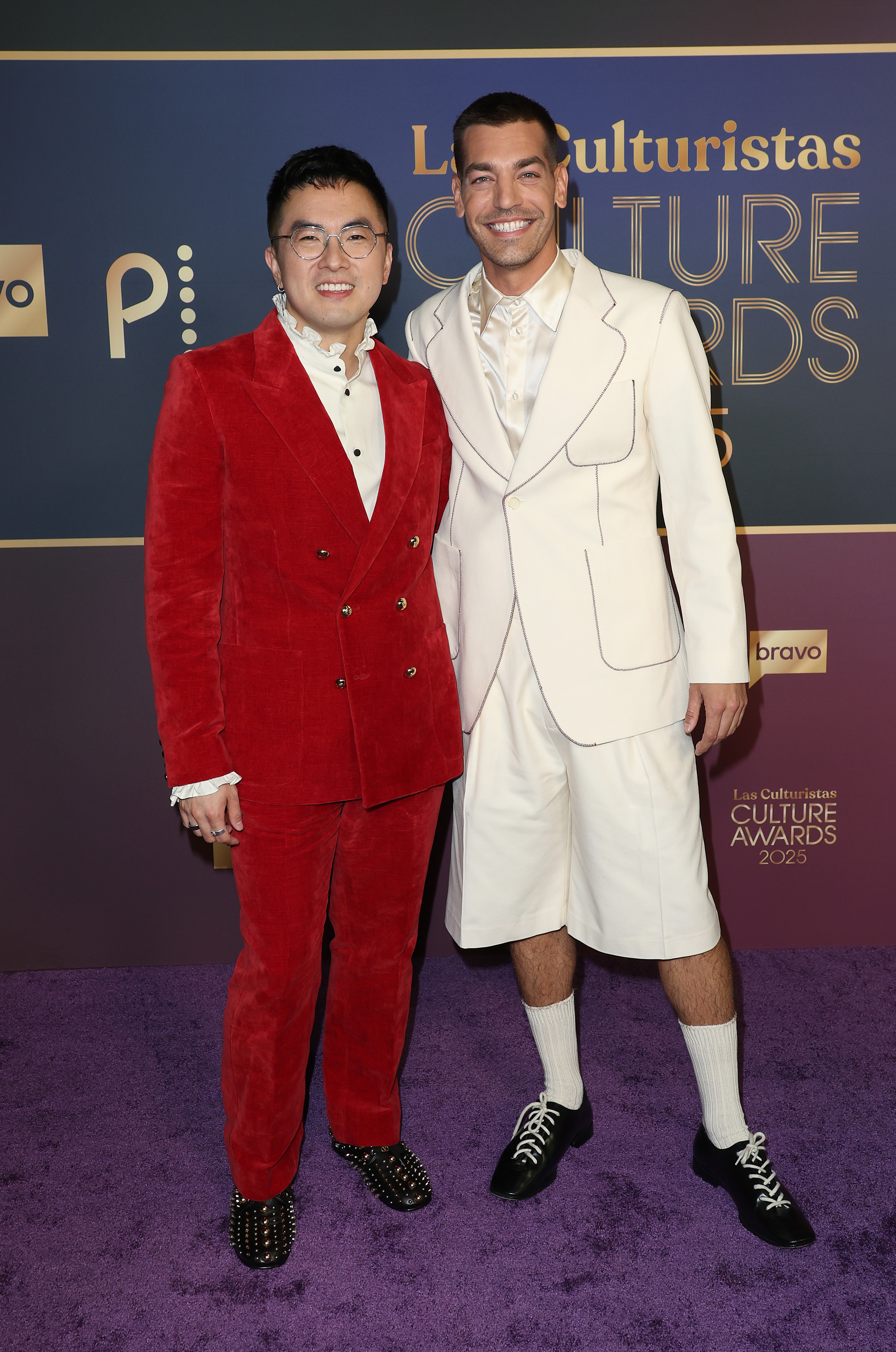 Bowen Yang, Matt Rogers at the Las Culturistas Culture Awards held at The Orpheum on July 17, 2025 in Los Angeles, California. (Photo by JC Olivera/Variety via Getty Images)