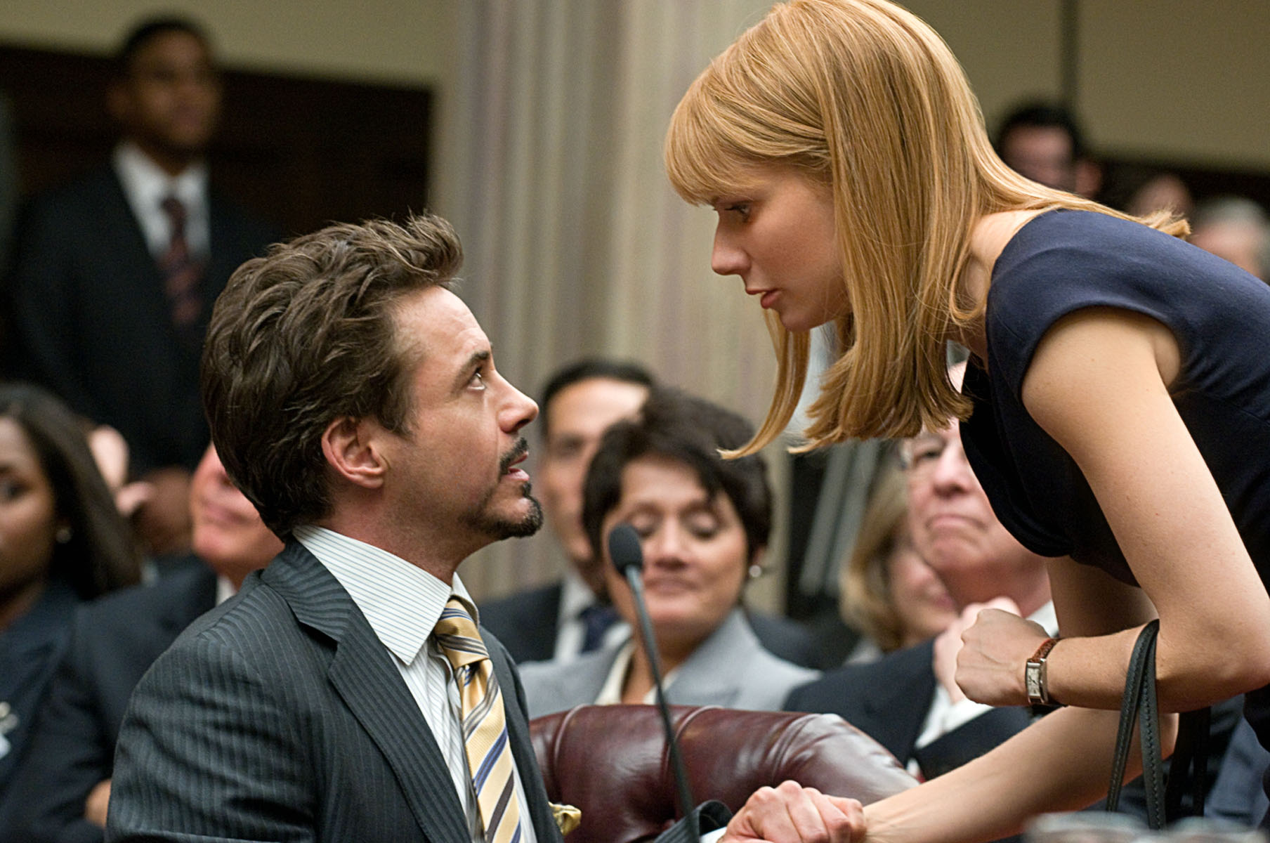 IRON MAN 2, from left: Robert Downey Jr., Gwyneth Paltrow, 2010. Ph: Merrick Morton/©Paramount/Courtesy Everett Collection
