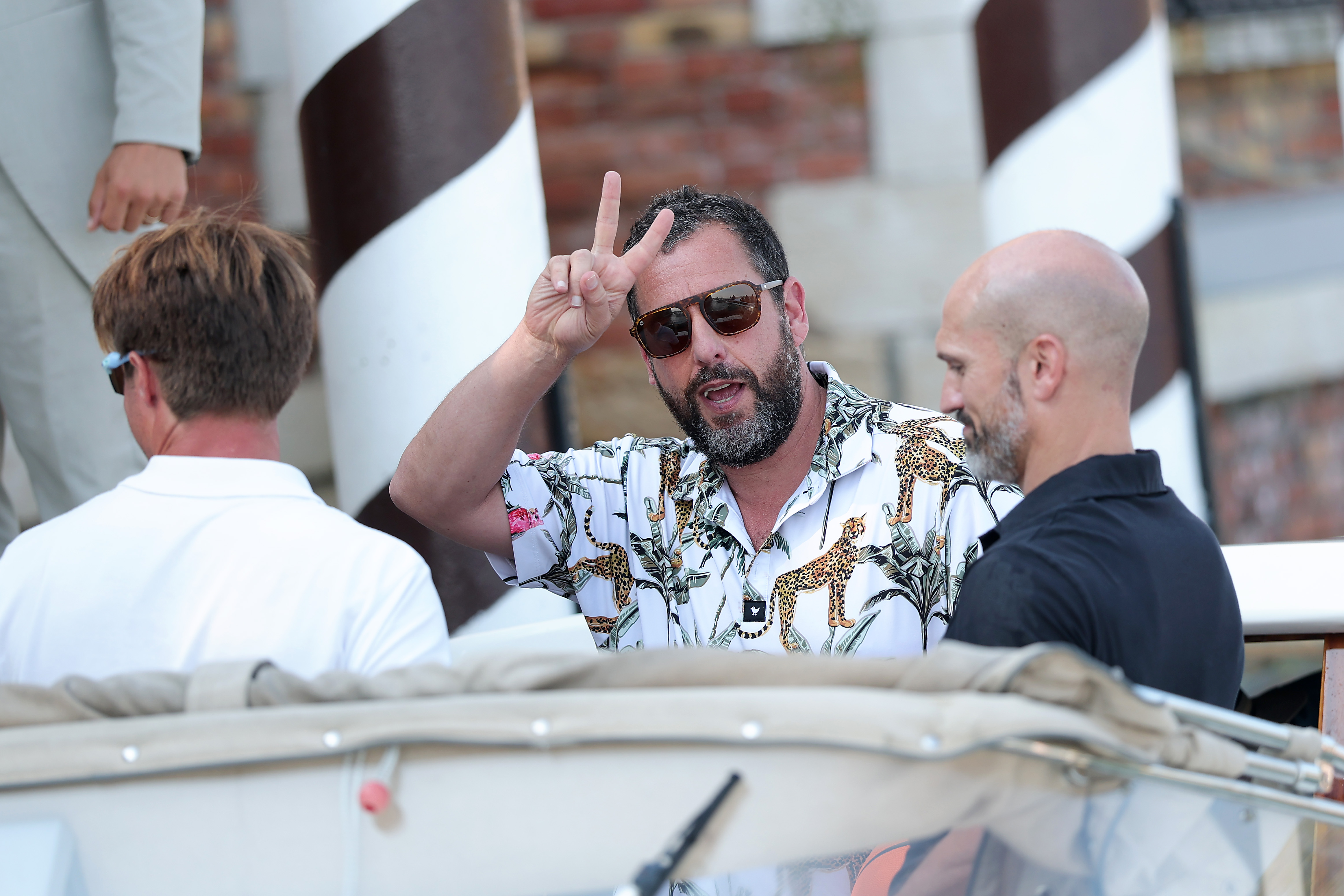 VENICE, ITALY - AUGUST 26: Adam Sandler is seen arriving into Venice ahead of the 82nd Venice International Film Festival 2025 on August 26, 2025 in Venice, Italy. (Photo by Jacopo Raule/GC Images)